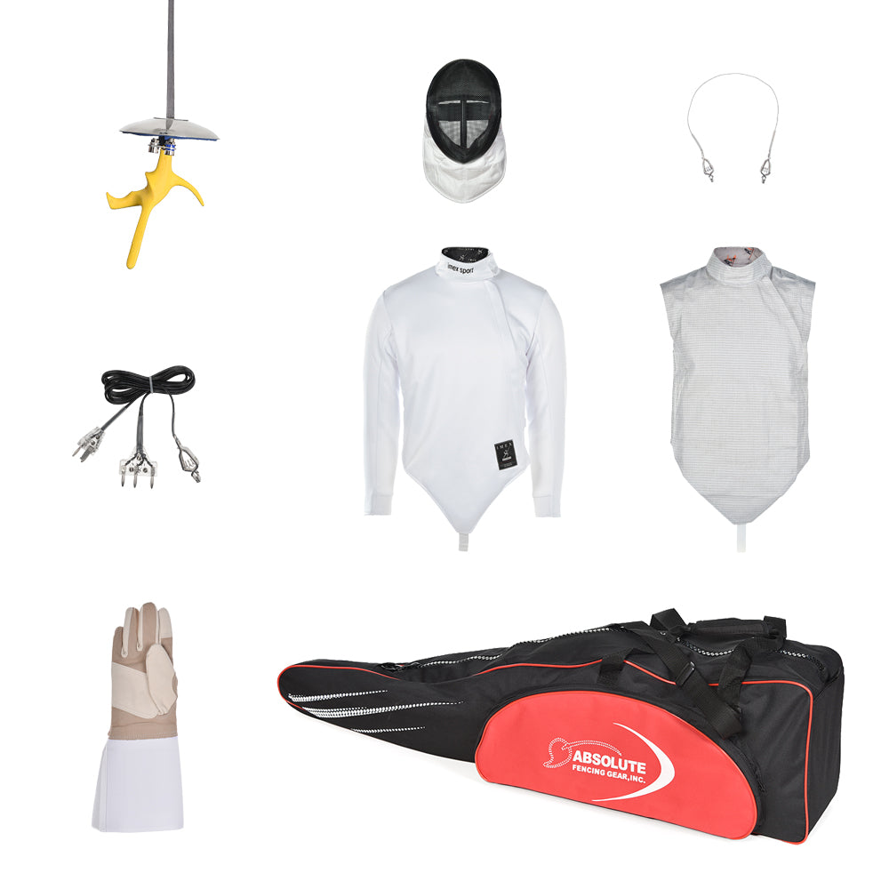 8 Piece Starter Electric Foil Kit for Fencing - Beginner Epee Sword Set with Mask & Gloves - Perfect for Training, Practice & Home Duels