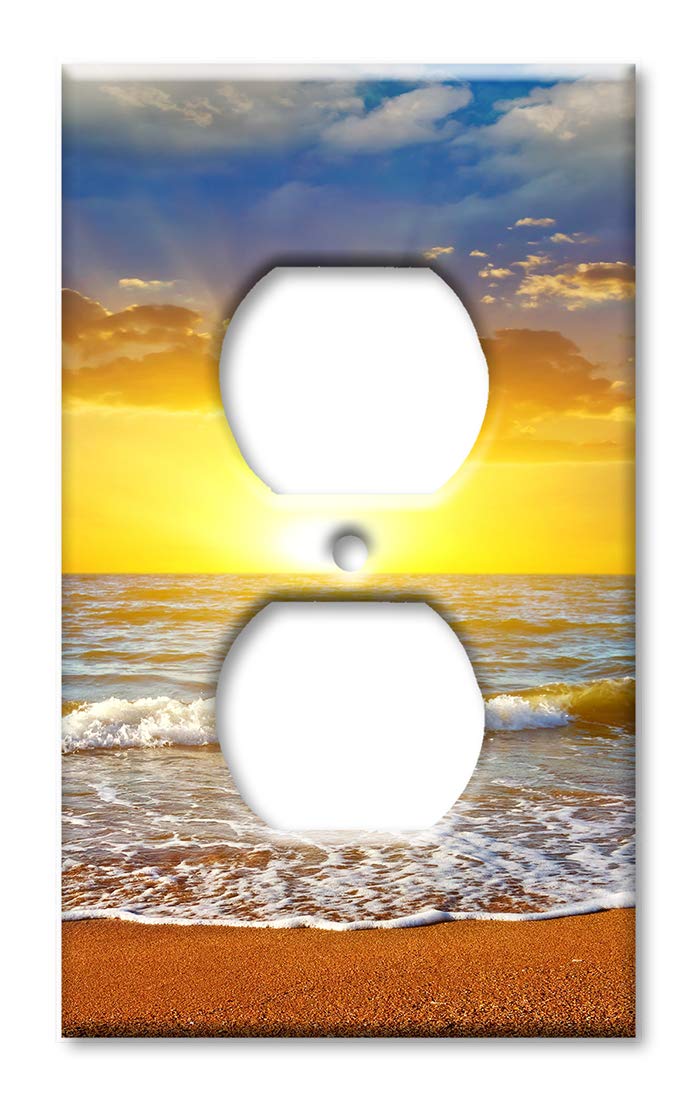 Oversized Art Plates - Jumbo Outlet Cover - Extra Large Switch Plate - Vibrant Beach Sunset Design - Made in USA - Perfect for Home Decor, Living Room, Bedroom & Coastal Themed Interiors