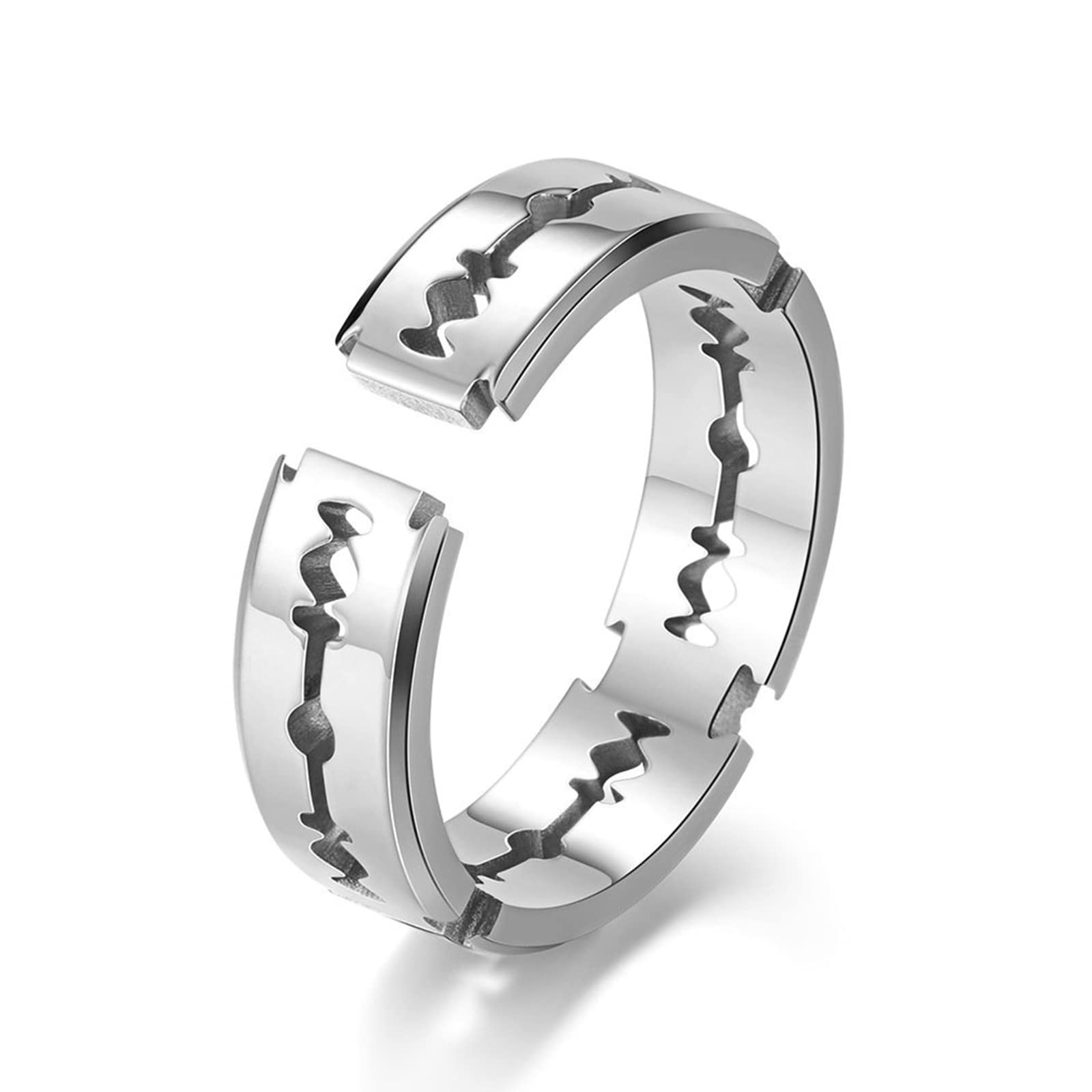 Bishilin Engravable Men's Rings - Silver, Black, Rose Gold Wedding Band for Grooms