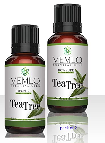 Vemlo Tea Tree Essential Oil - 30ml (Pack of 2) | 100% Pure Natural Aromatherapy Oil for Skin Care, Hair Growth & Acne Treatment | Perfect for Diffusers, Massage & DIY Beauty Products