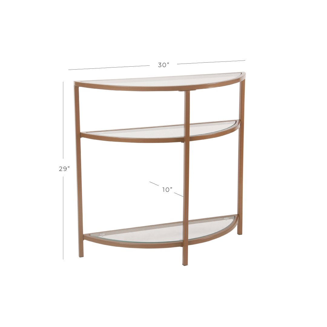 Modern Glass Half Moon Accent Table - HomePop Home Decor Kaufmann Collection | Gold Entryway & Living Room Display Storage Table | Perfect for Small Spaces, Bedroom Decor & Apartment Furniture