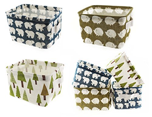 Foldable Canvas Fabric Storage Box with Cotton Rope Handle - Small Organizer Bin with Lid for Drawer, Closet & Home Organization | Perfect for Bedroom, Office & Nursery Storage