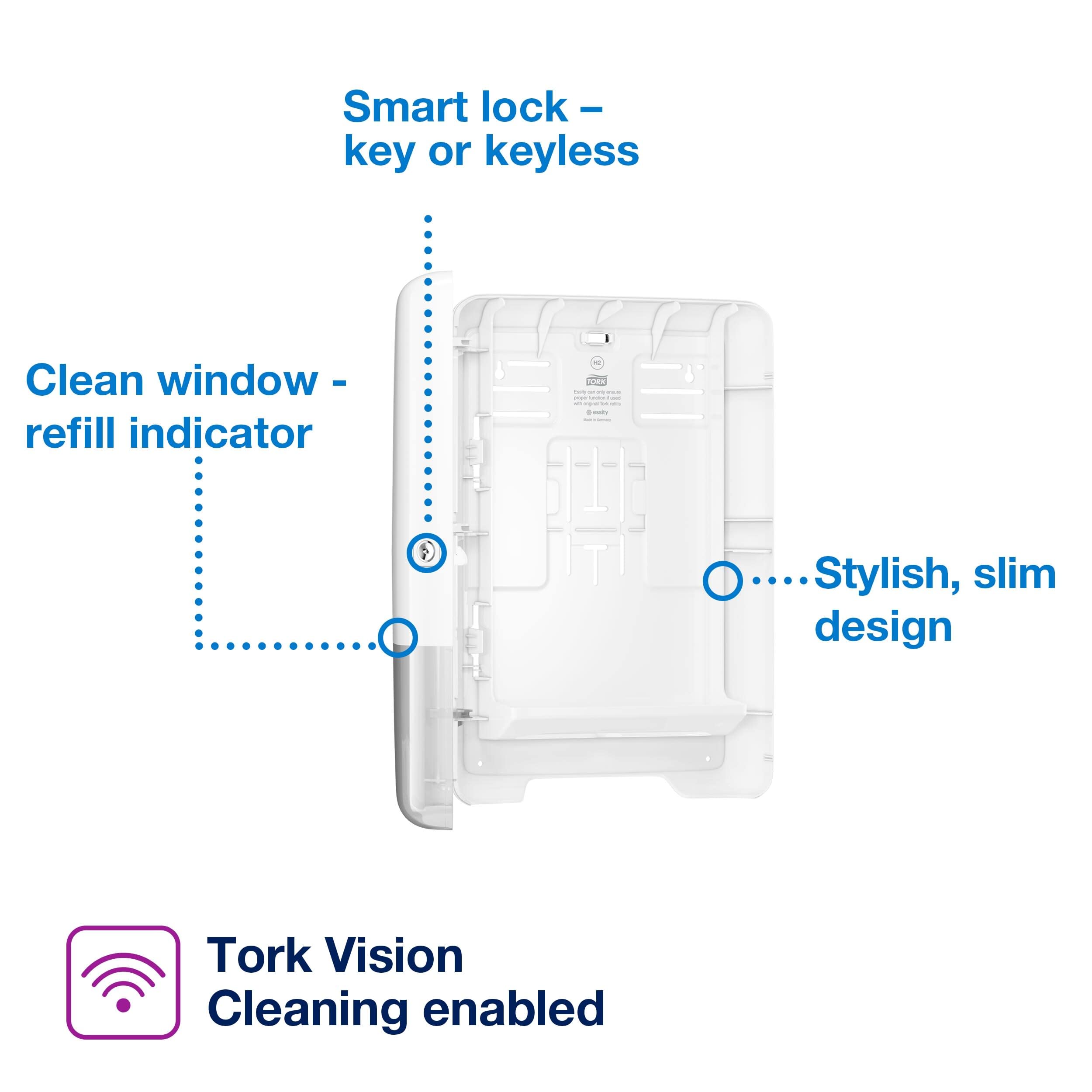 Tork Xpress Multifold Hand Towel Dispenser 552000 - White Slim Paper Towel Dispenser for Single Use | Compact Bathroom & Kitchen Hand Towel Holder for Offices, Restaurants & Public Restrooms