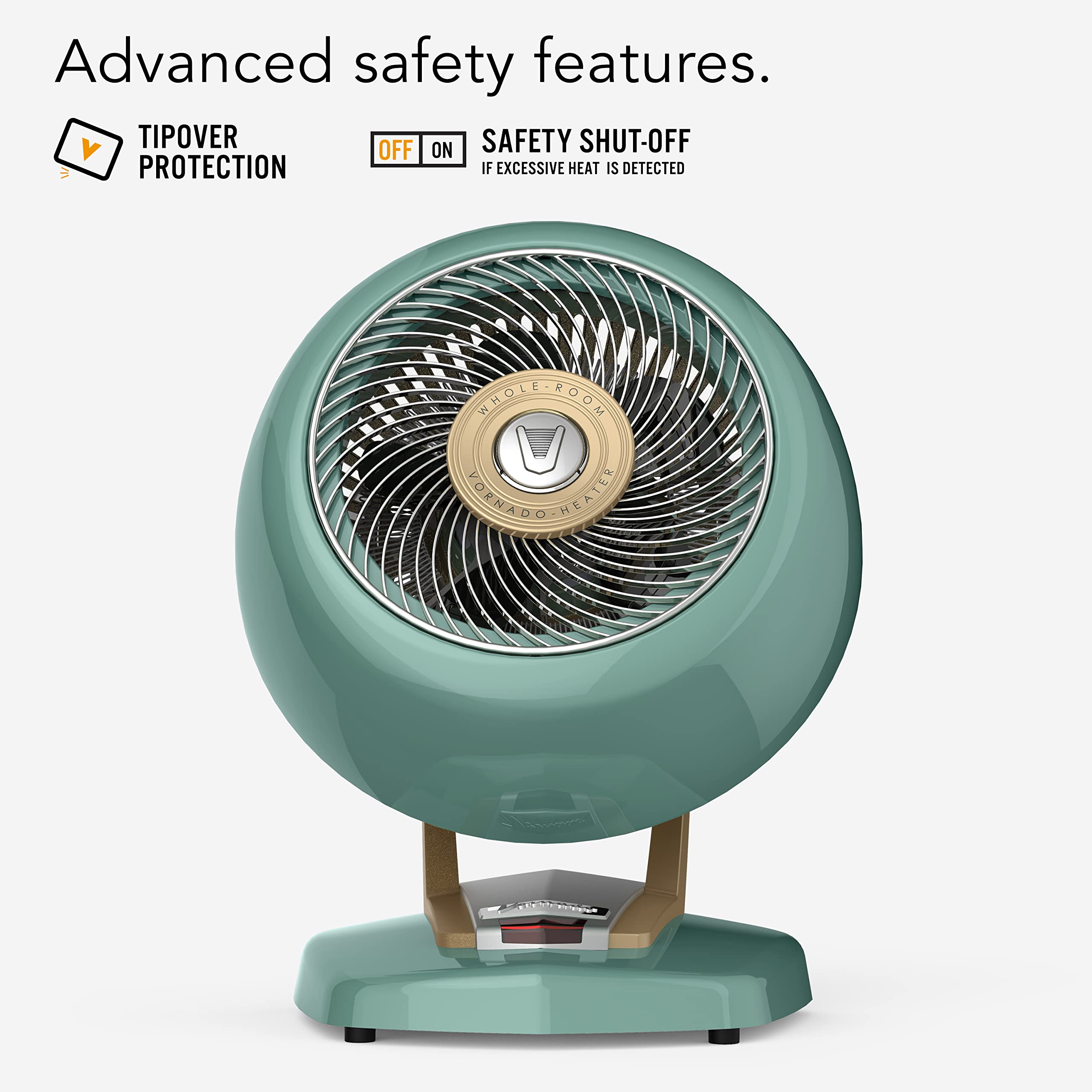 Vornado VHEAT Vintage Metal Space Heater - Whole Room Circulation, Adjustable Thermostat, Energy Efficient - Perfect for Bedroom, Office & Home Use (Green)