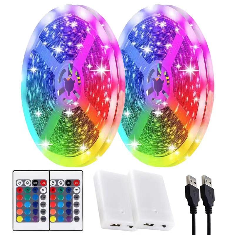 Battery Powered LED Strip Lights 20FT, USB Powered 5050 RGB Color Changing LED Lights for TV Backlight, Bedroom, Home Decoration, Party & Camping - Perfect for Indoor/Outdoor Lighting & Ambiance (6m)