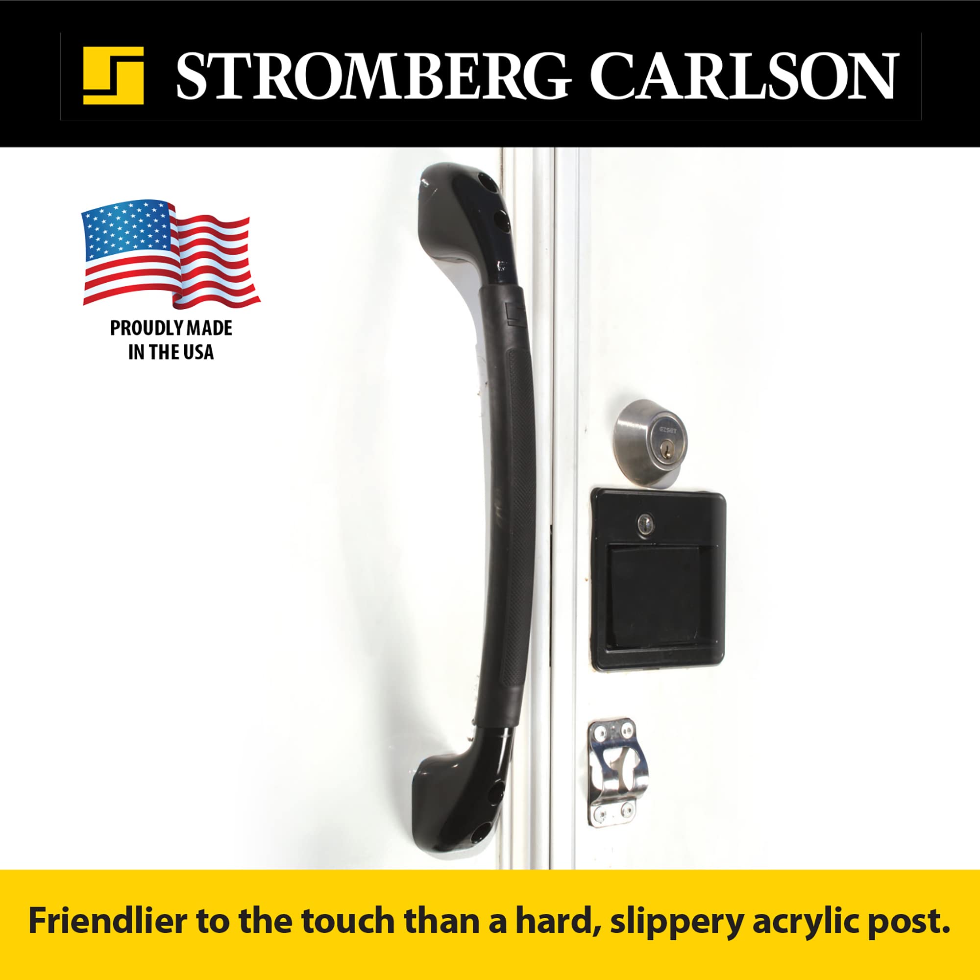 Stromberg Carlson AH-150 Black Soft Touch RV Assist Handle - Exterior Grab Bar for Camper & Motorhome Entry - Non-Slip Comfort Door Handle for Safe Boarding & Exit - Perfect for RV Steps, Trailers & Campers
