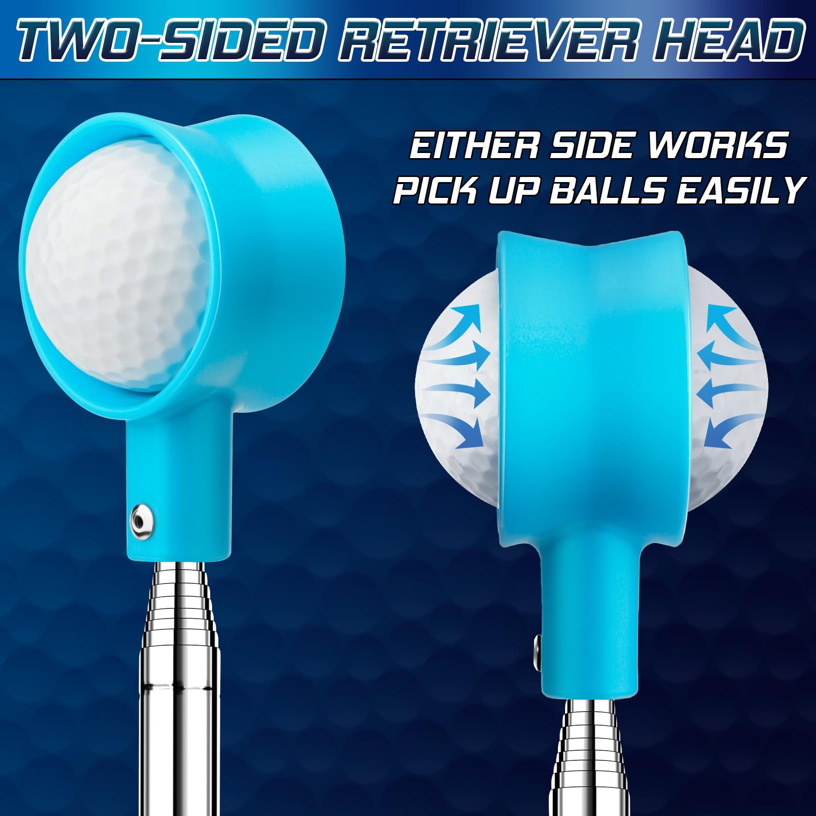 Premium 9ft Telescopic Golf Ball Retriever - Unbreakable Stainless Steel Head with Two-Sided Easy Grab Design | Perfect Water Hazard & Rough Terrain Ball Retrieval Tool | Great Golf Gift for Men | Ideal for Lakes, Ponds & Course Maintenance