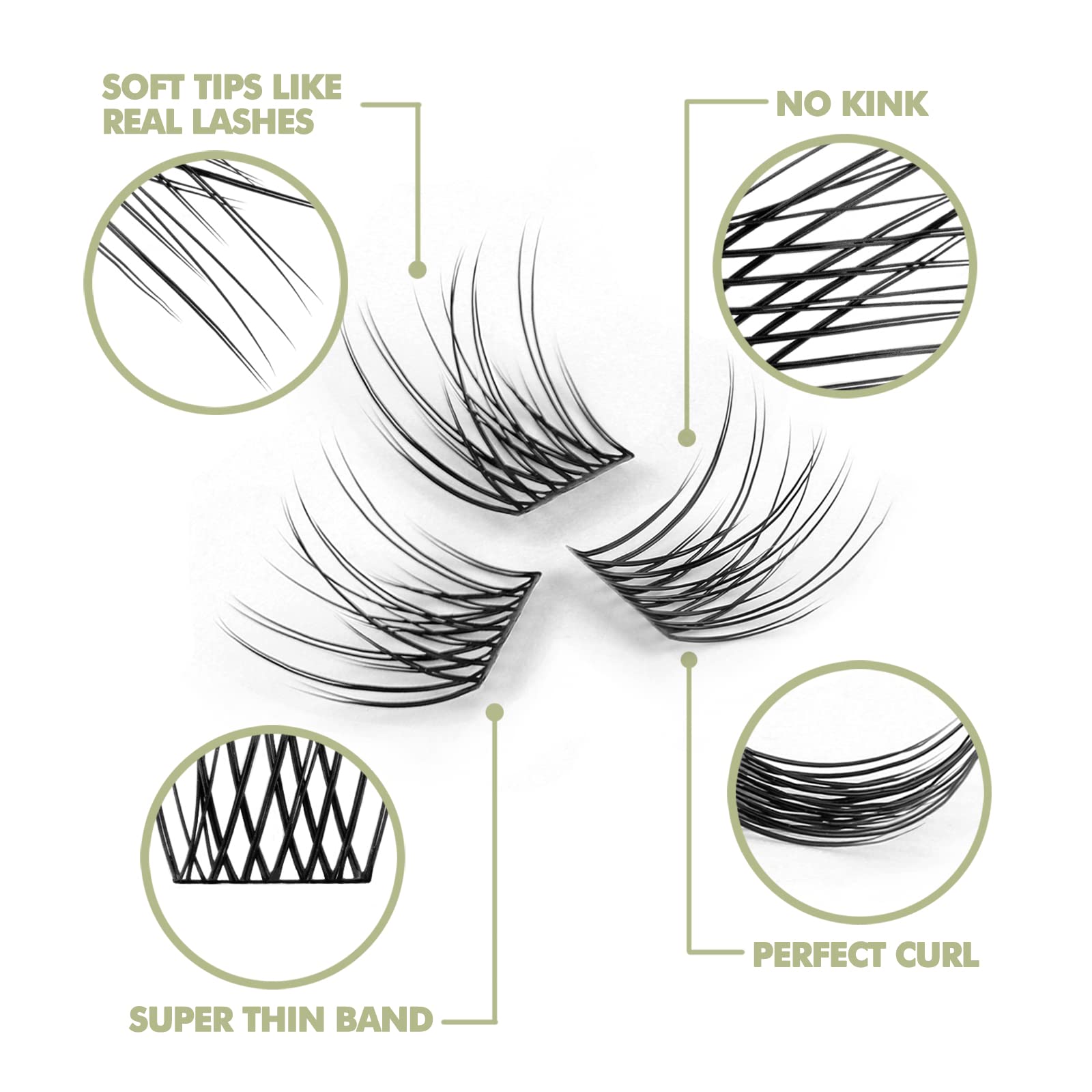 DIY Eyelash Extension Kit - 12 Clusters Natural Lashes with Glue Bonded Band, C Curl 12MM for Home Use | Perfect for Bridal, Party & Everyday Glam Makeup Looks