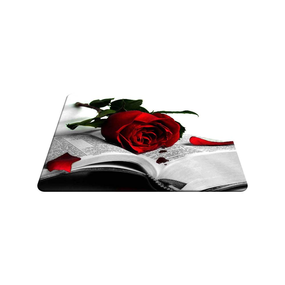 Red Rose Gaming Mouse Pad - Non-Slip Rubber Base, 9.5x7.9 Inch Large Mouse Mat for Computer, Laptop & Office Desk - Perfect for Gaming, Work & Study