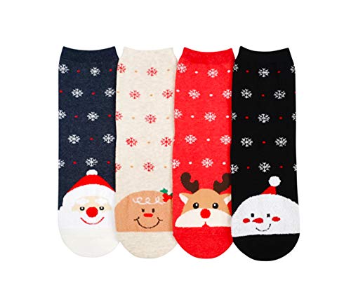 4 Pack Crew Socks - Happy Snow