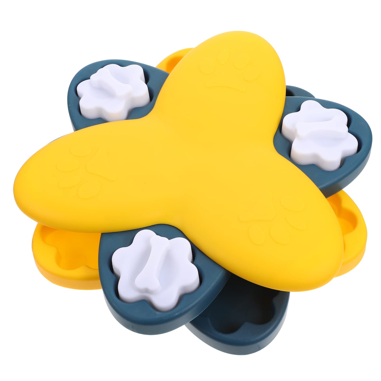 Rotating Slow Feeder Dog Bowl - Anti-Gulping Pet Food Dish for Puppies & Cats - Prevents Choking, Indigestion & Obesity - Bright Yellow - Perfect for Fast Eaters & Mealtime Enrichment