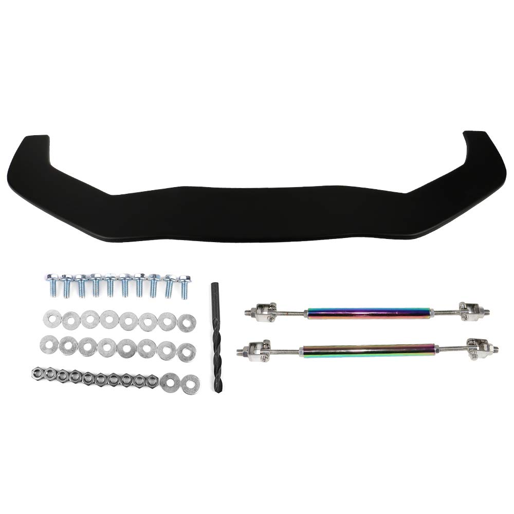 IKON MOTORSPORTS Front Splitter Lip & Rods for 2013-2020 Toyota 86 | Matte Black Polypropylene Body Kit | Air Dam Chin Bumper Spoiler with NEO Rods | Enhanced Aerodynamics & Sporty Styling for Street & Track Performance
