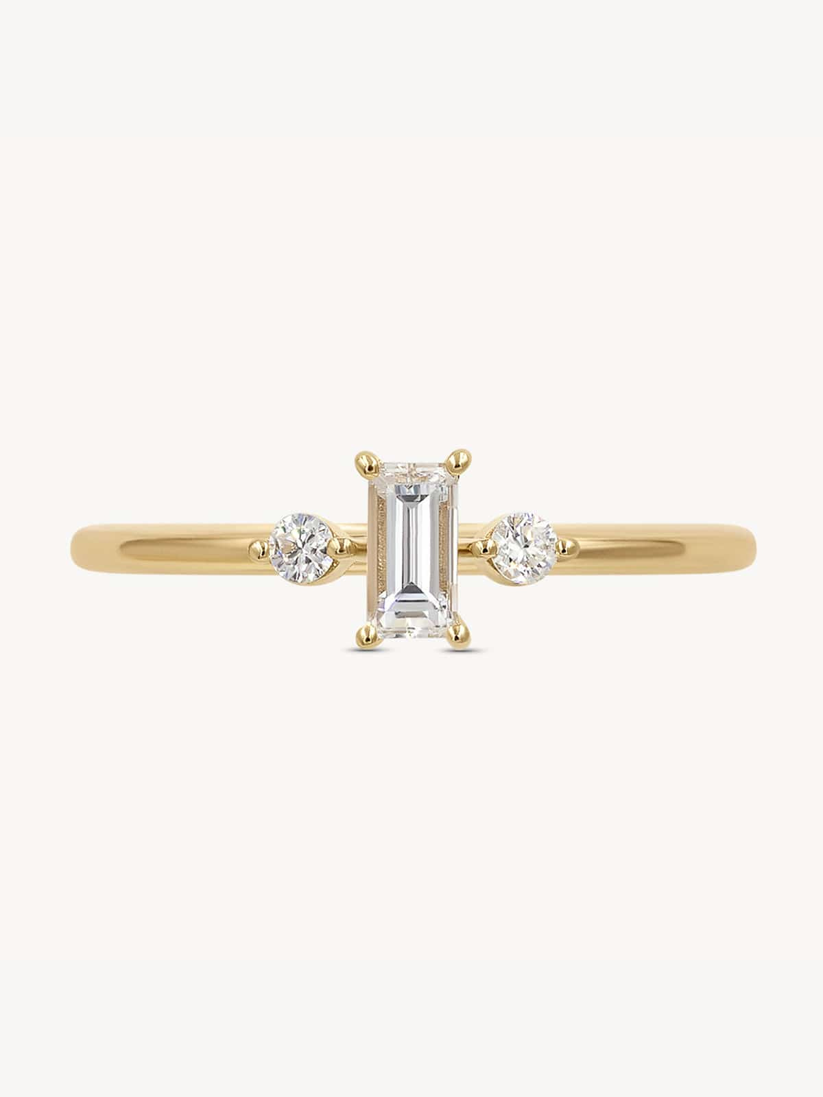 North South Baguette Trio Ring - Stackable Diamond Rings for Women, 14K Gold or Sterling Silver Engagement Wedding Band Set - Perfect for Stacking, Anniversary Gifts & Everyday Elegance