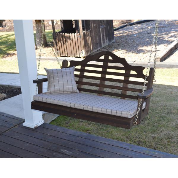 Premium Marlboro Red Cedar Wood Porch Swing - Outdoor Patio Hanging Chair for Garden, Backyard & Relaxation