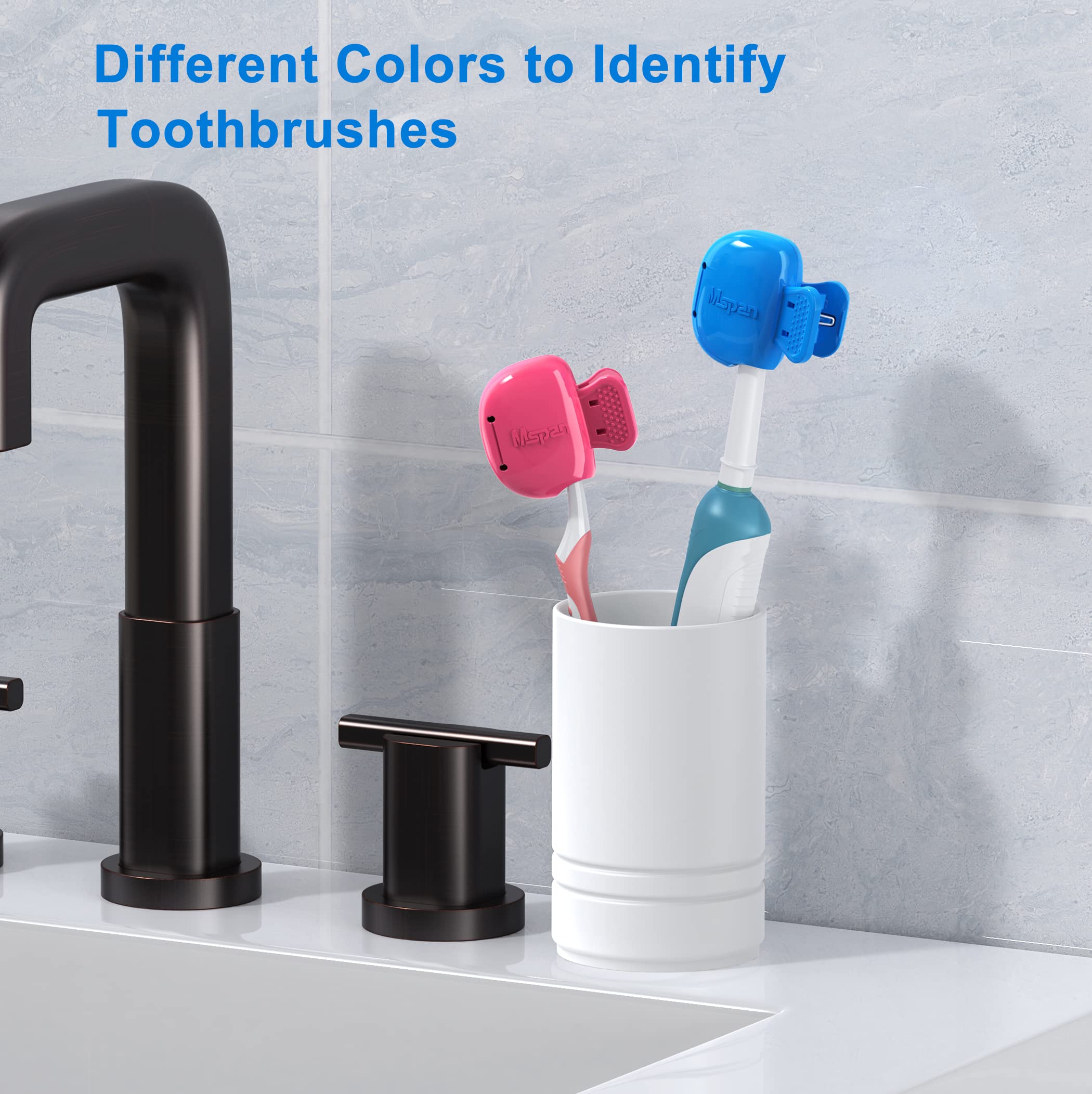 Mspan Toothbrush Head Protector Cover - Compatible with Oral-B, Philips, Colgate Manual & Electric Toothbrushes - Hygienic Travel Storage Case (2 Pack) - Perfect for Home, Travel & Bathroom Organization