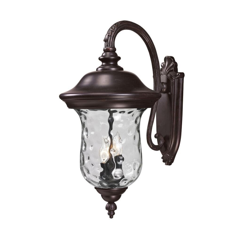 Z-Lite 534B-RBRZ Armstrong Outdoor Wall Light - Durable Aluminum Frame with Bronze Finish & Clear Water Glass Shade - Perfect for Porch, Patio, Garden, and Exterior Home Lighting