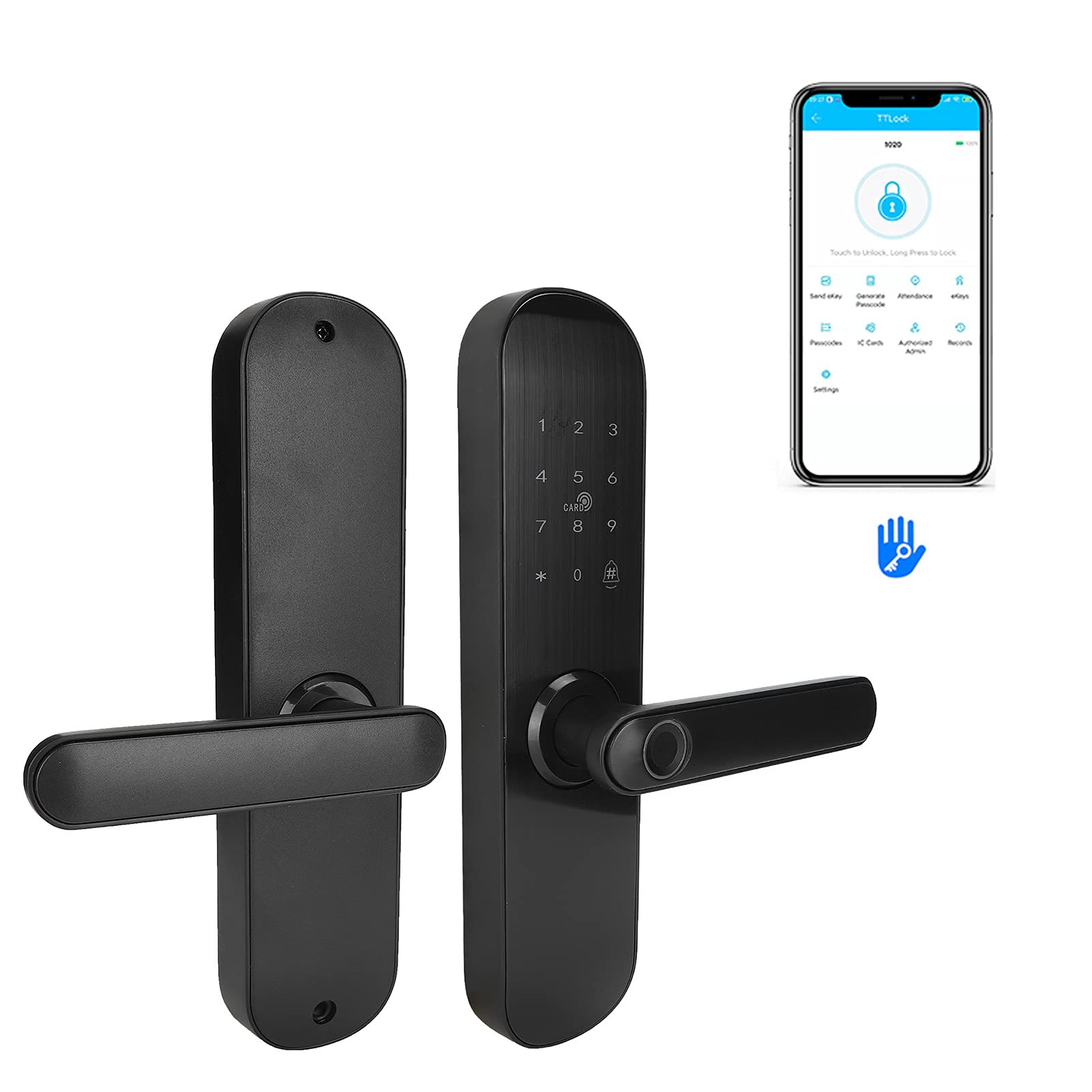 Shanrya Smart Door Lock - 5-in-1 Waterproof Fingerprint & RFID Keyless Entry System for Home Security - Perfect for Balcony, Front Door & Apartment Access Control