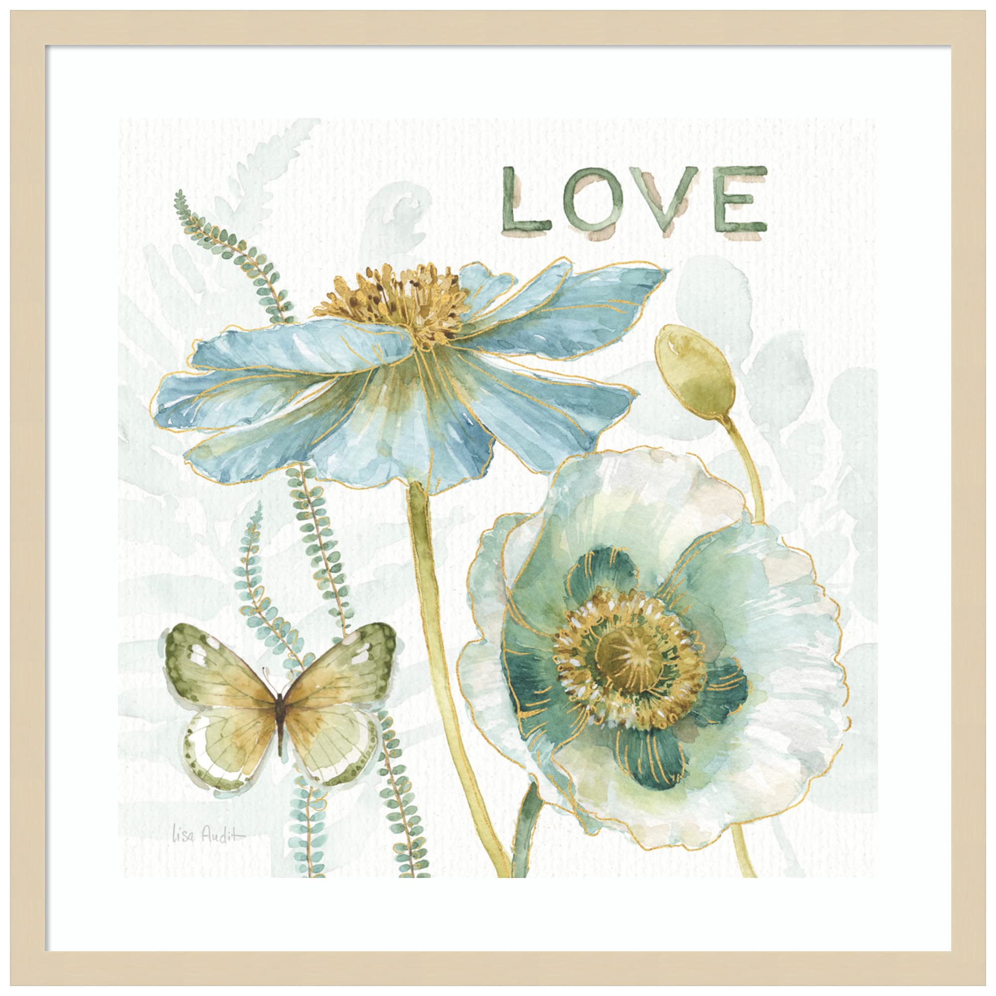 Lisa Audit My Greenhouse Flowers Love Wood Framed Wall Art Print - 25x25 Inches, Svelte Natural Frame - Perfect for Living Room, Bedroom & Office Decor