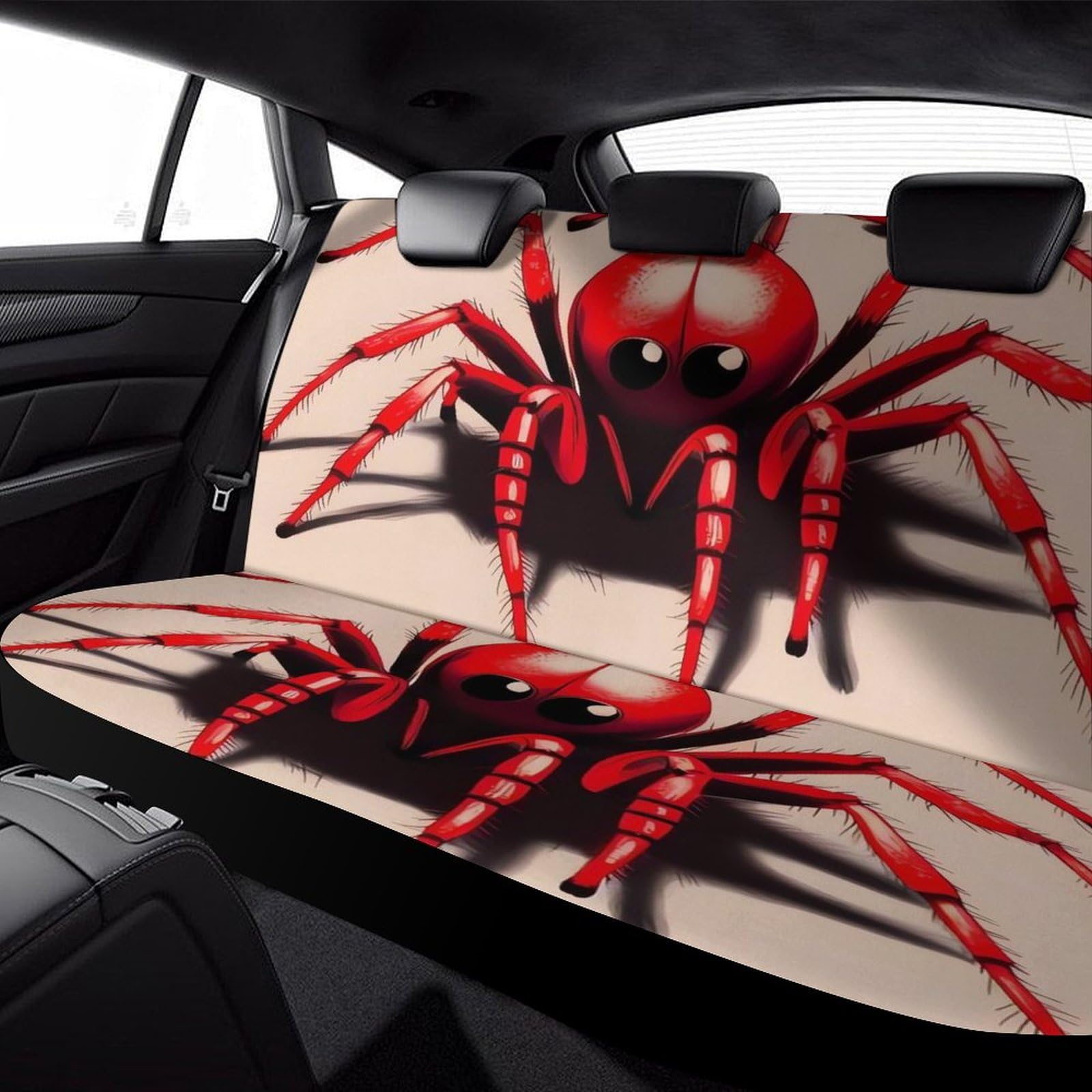 NWTRJ Cute Little Red Spider Car Back Seat Covers - Soft Waterproof Rear Bench Cushion Protector for Dust & Scratch Protection - Universal Fit for Most Trucks, SUVs & Vans - Perfect for Road Trips, Family Outings & Pet Protection