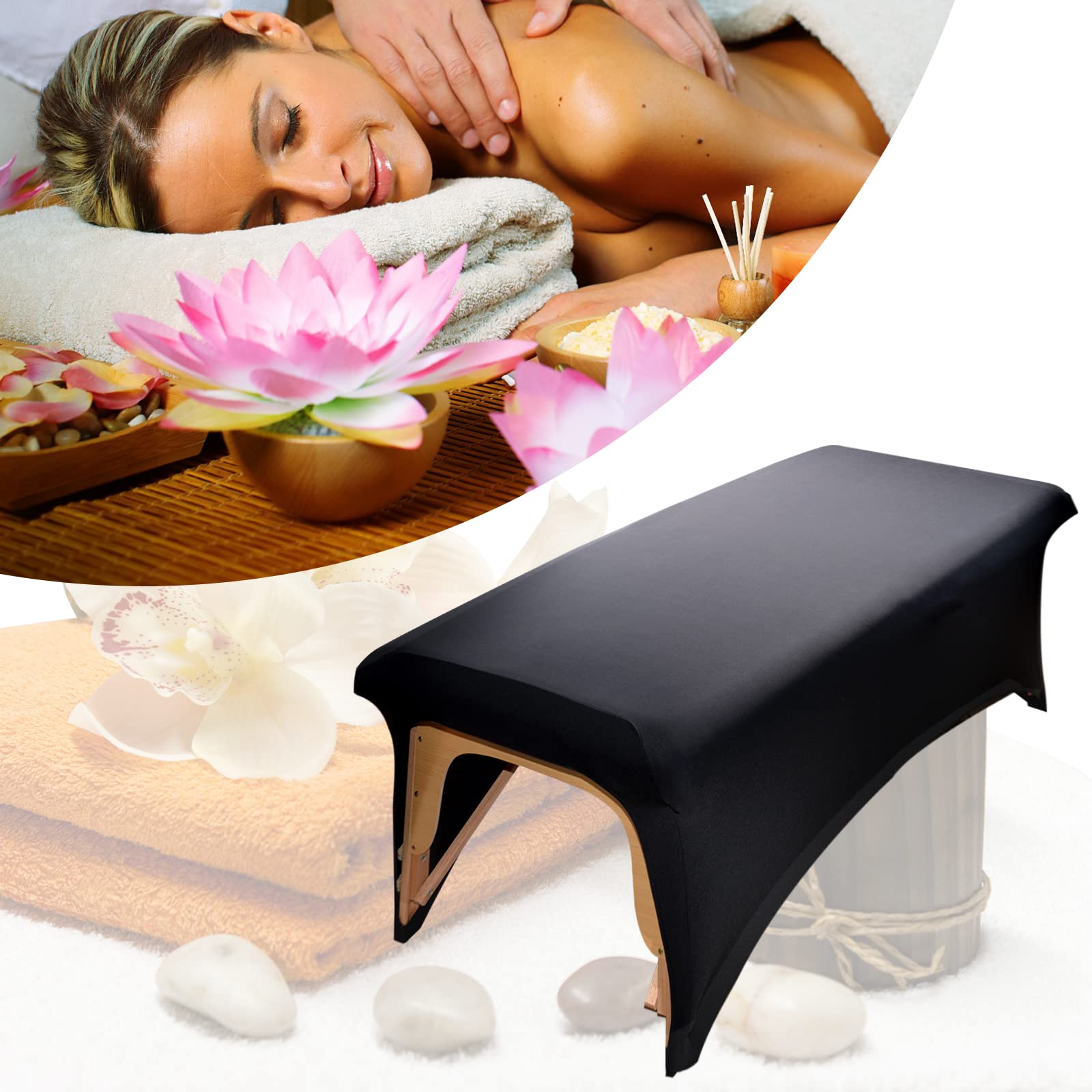Stretchy Lash Bed Cover for Lash Extension Bed - Black Protective Spa Treatment Sheet Set for Lash Bed Topper & Massage Bed | Perfect for Eyelash Extension Salons, Spa Treatments & Professional Beauty Services
