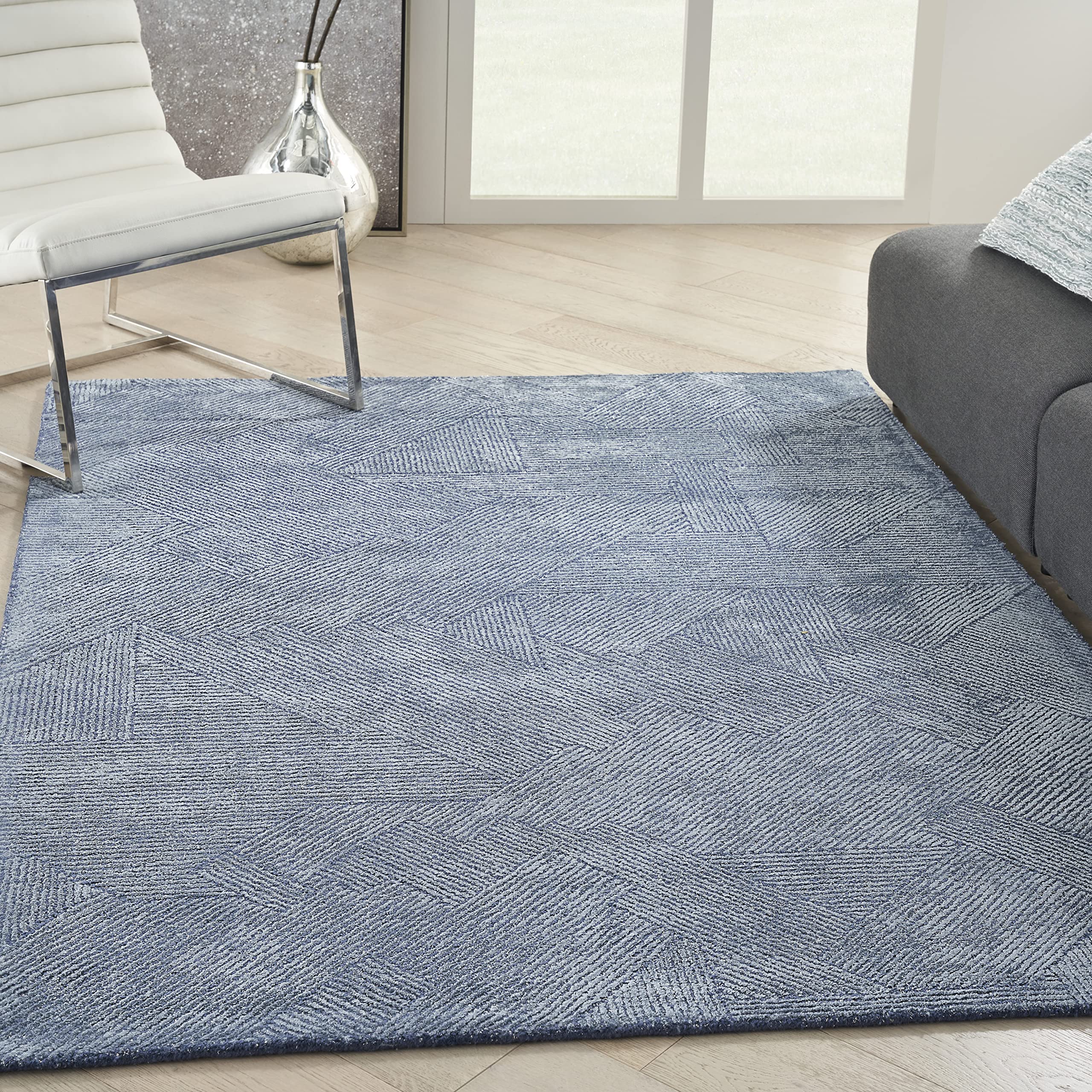 Michael Amini MA30 Star Modern & Contemporary Blue 4' x 6' Area Rug - Easy to Clean, Non-Shedding, Soft & Durable - Perfect for Bedroom, Living Room, Dining Room & Kitchen Decor (4x6)