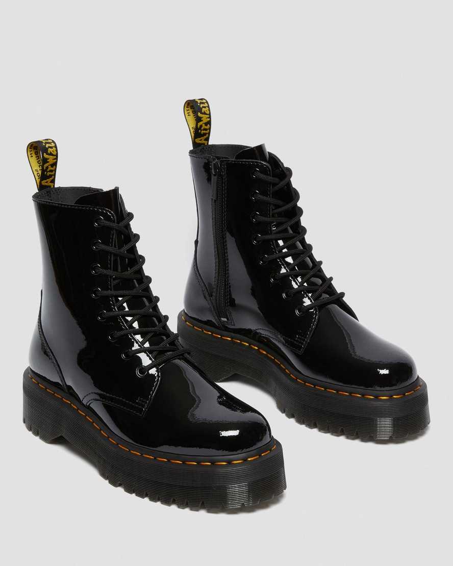 Dr. Martens Jadon Patent Black Leather Platform Boots for Women - Chunky Heel, Vegan Leather, Punk Style - Perfect for Concerts, Festivals & Edgy Streetwear Outfits