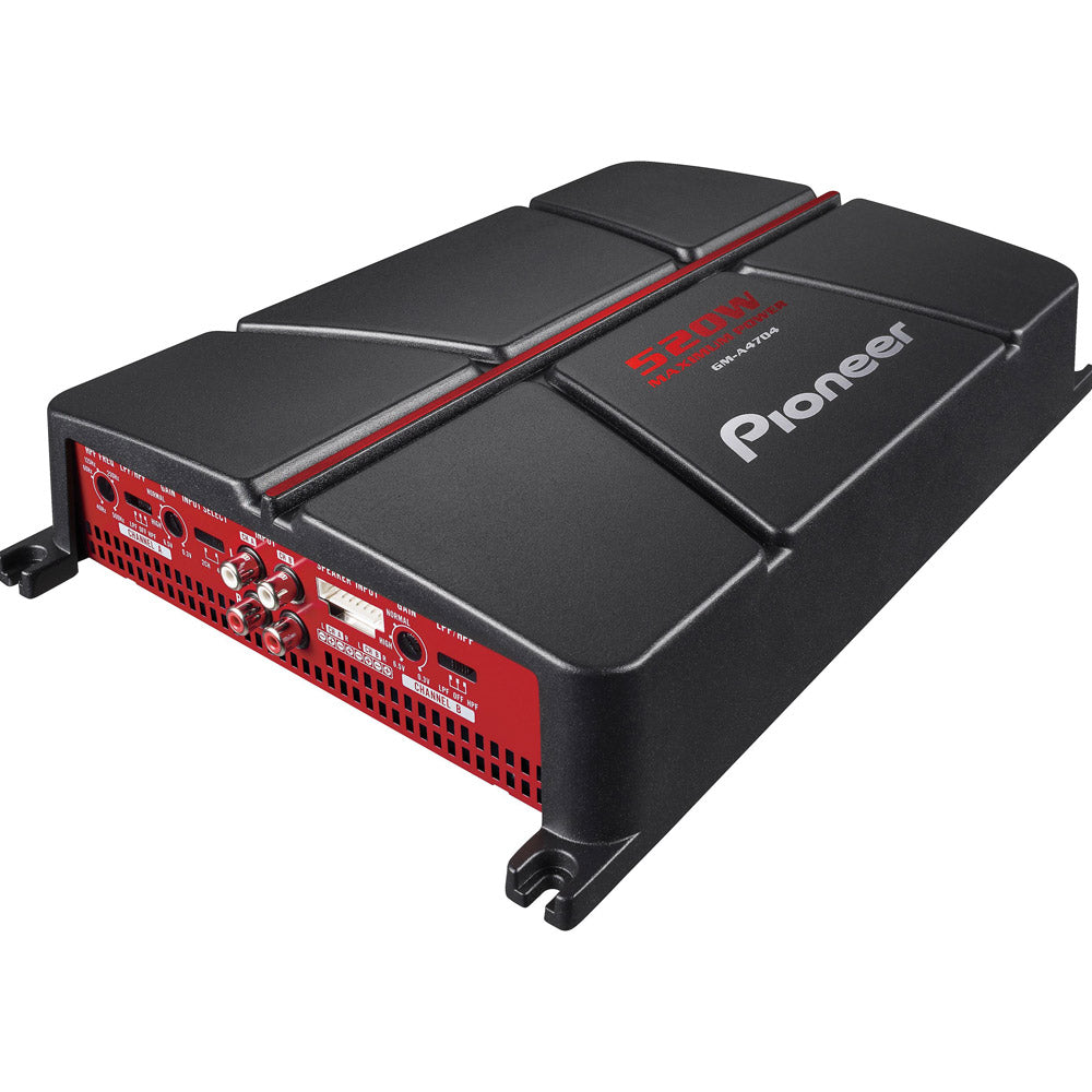 Pioneer GM A4704 520W Peak (260W RMS) 4 Channel Bridgeable Class AB 2 Ohm Stable Car Amplifier - High Power Audio for Cars, Trucks & SUVs - Perfect for Upgrading Your Vehicle Sound System