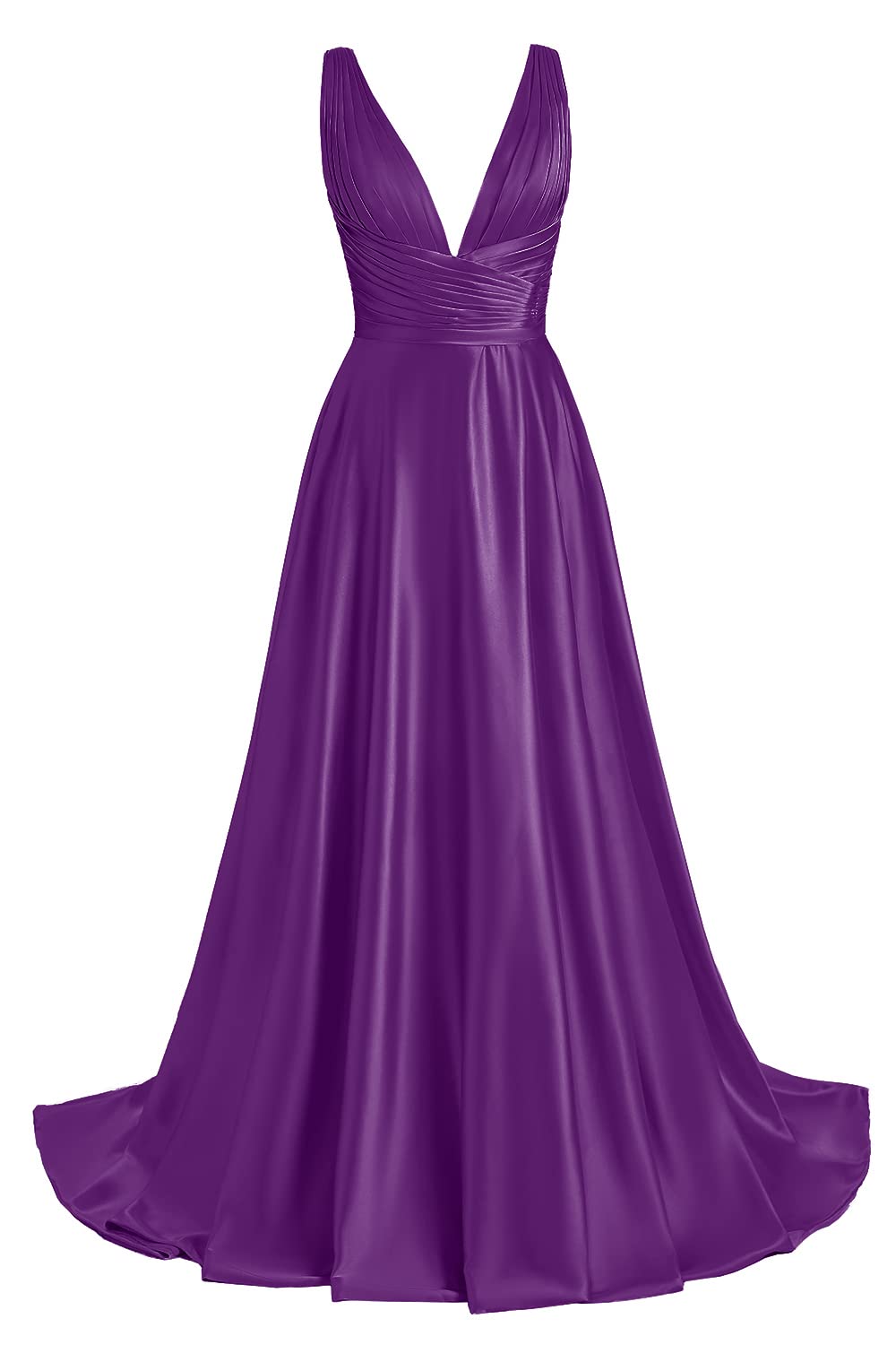 Elegant V-Neck Satin Prom Dress 2022 | Women's Long Ball Gown Wedding & Formal Evening Gown | Perfect for Homecoming, Quinceañera & Black Tie Events