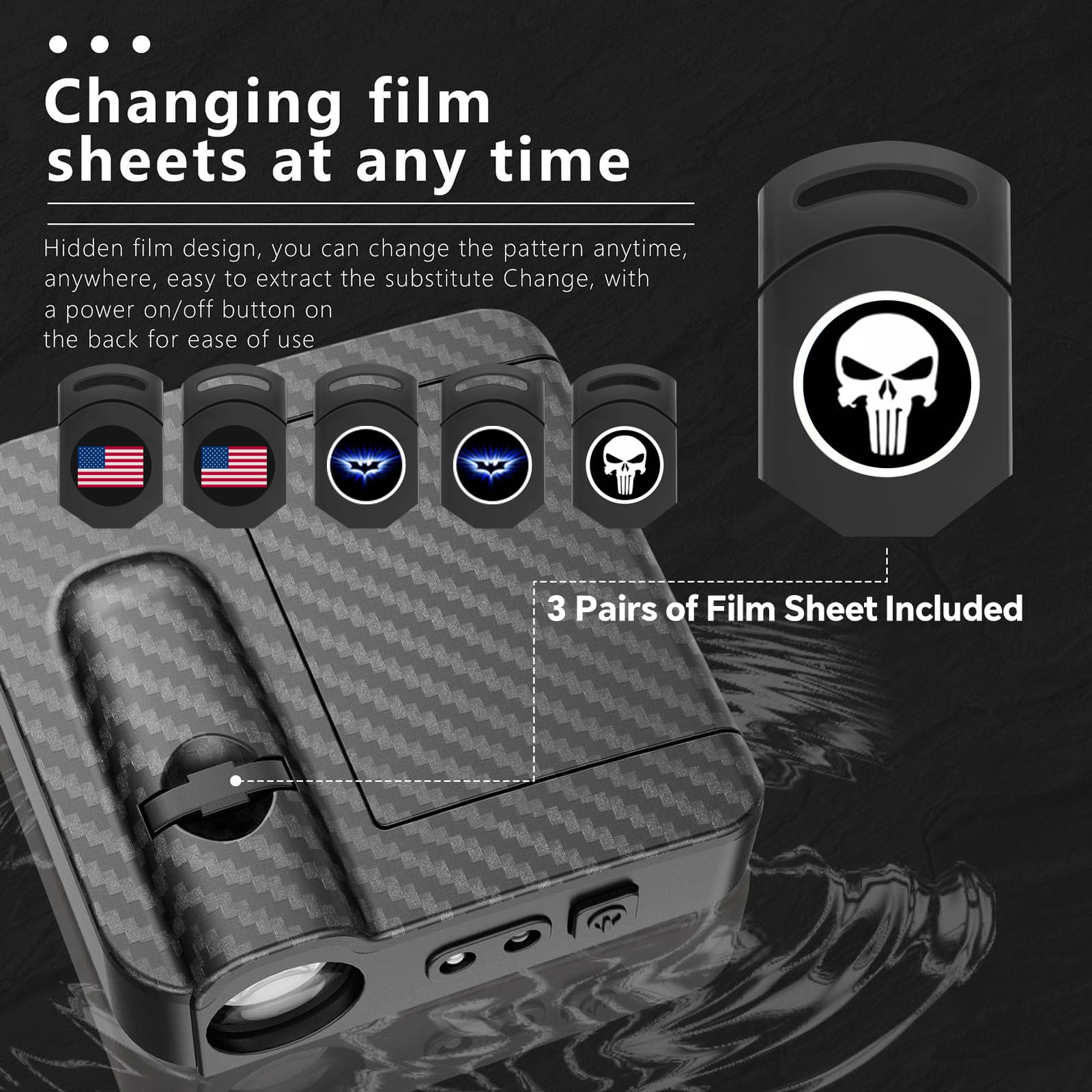 2PCS High Definition Car Door Projector Lights - Bat, Skull & USA Flag LED Ghost Shadow Lights | Premium No-Fading Courtesy Lights | Easy Installation | Perfect for Night Driving, Car Shows & Custom Vehicle Decoration