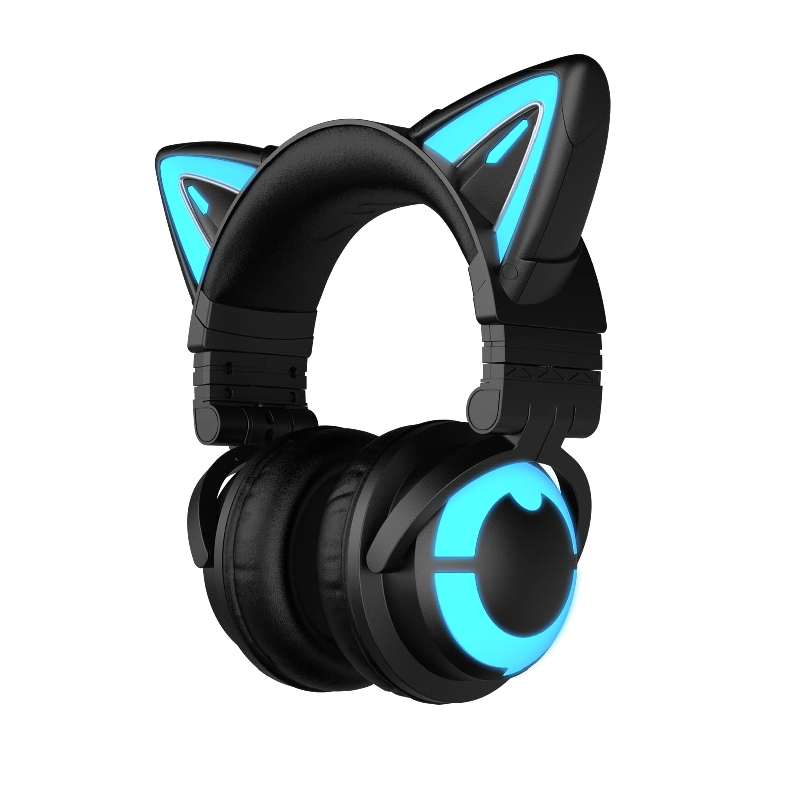 YOWU RGB Cat Ear Headphone 3S - Wireless Bluetooth 5.0 Gaming Headset with Built-in Mic, Customizable LED Lighting via APP, Foldable Design, Type-C Charging for PC, Laptop, Mac & Smartphone - Perfect for Gaming, Streaming, Music & Online Classes