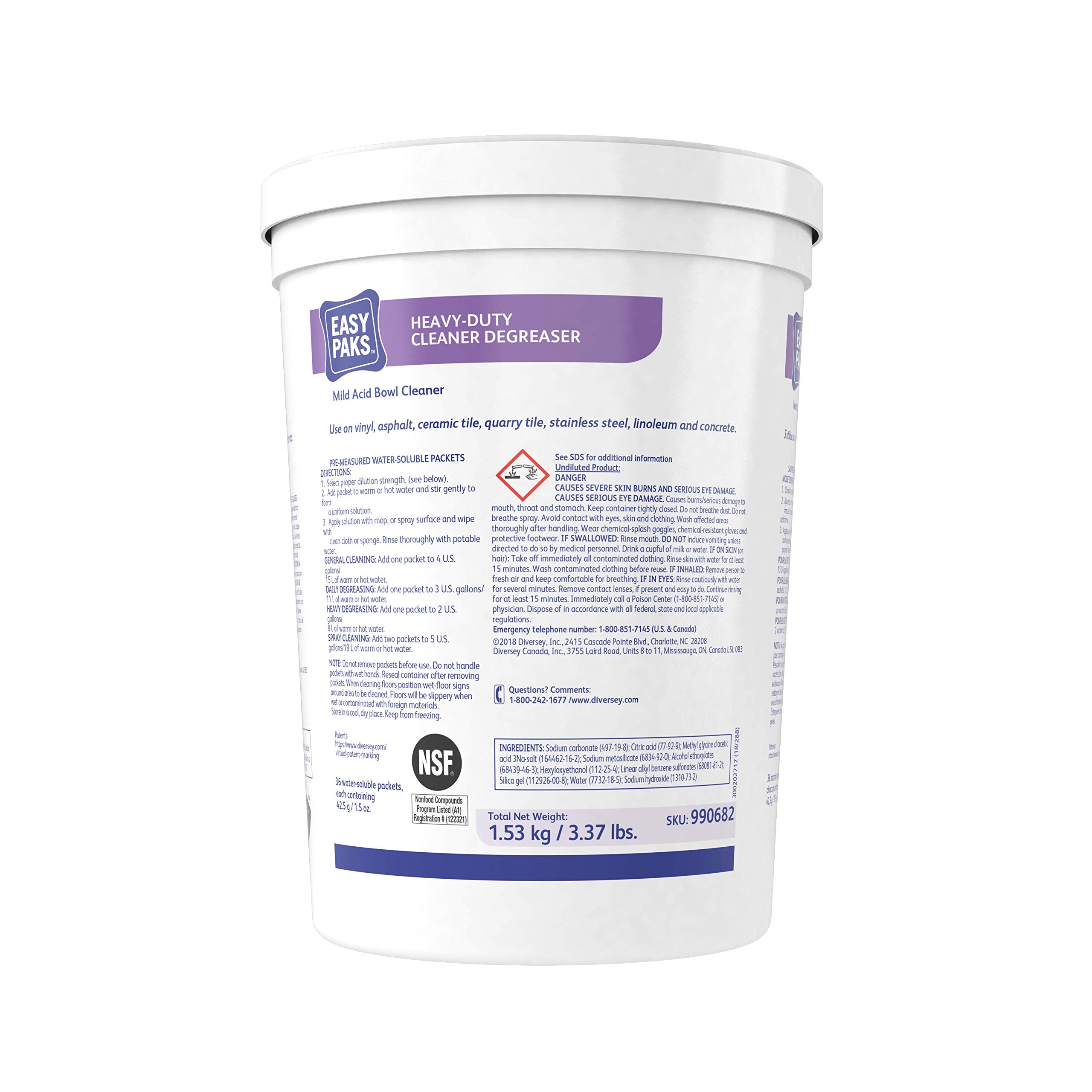 Easy Paks Heavy Duty Cleaner & Degreaser Packets - 1.5 Ounce (72 Count/Case) - Industrial Strength for Kitchen, Garage & Workshop Cleaning
