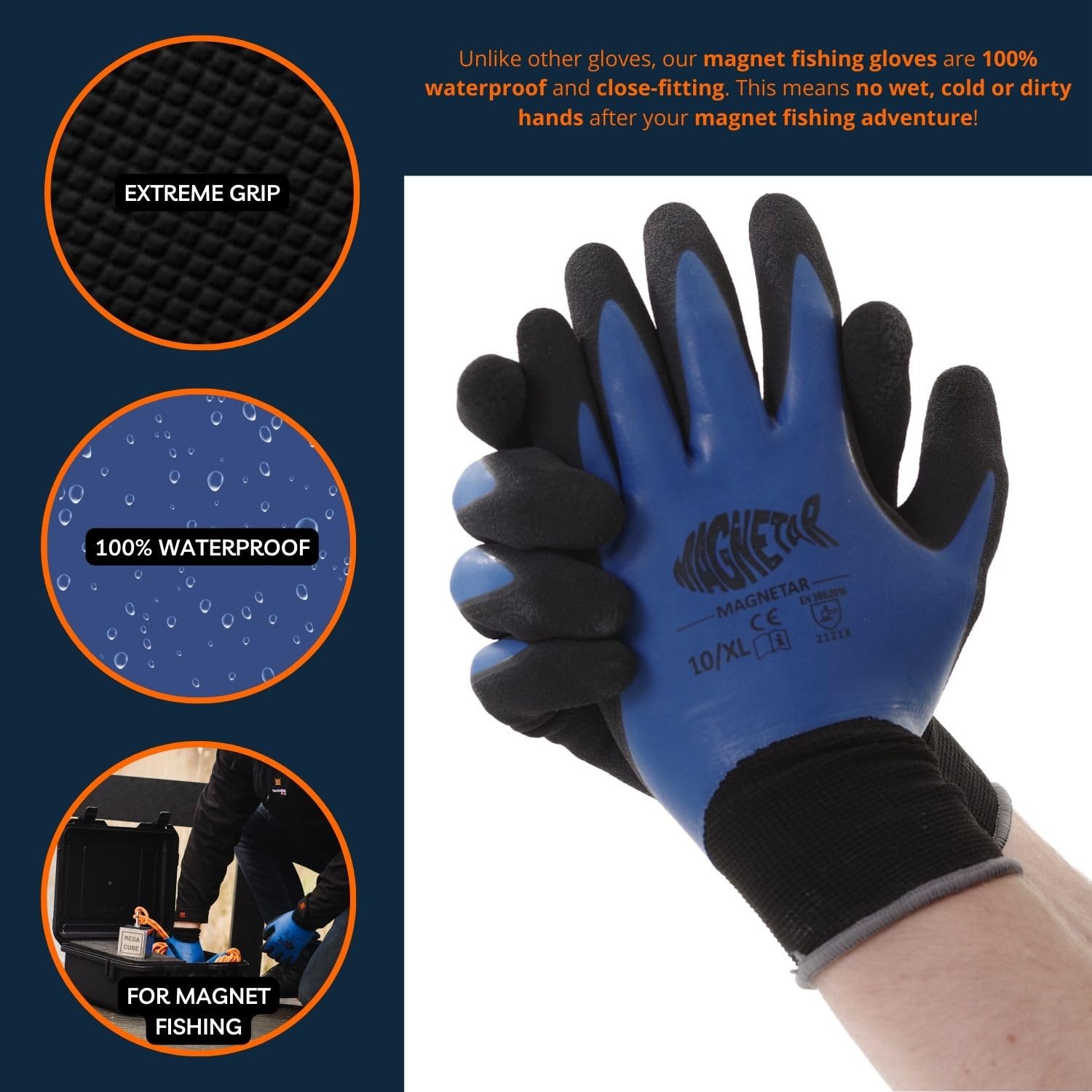**Magnetar 2000 LB Magnetic Fishing Kit with 360° Rotating Magnet, Prodding Stick, Gloves & Cover - Strong Neodymium Magnet for Underwater Treasure Hunting, River & Lake Fishing, Metal Recovery**