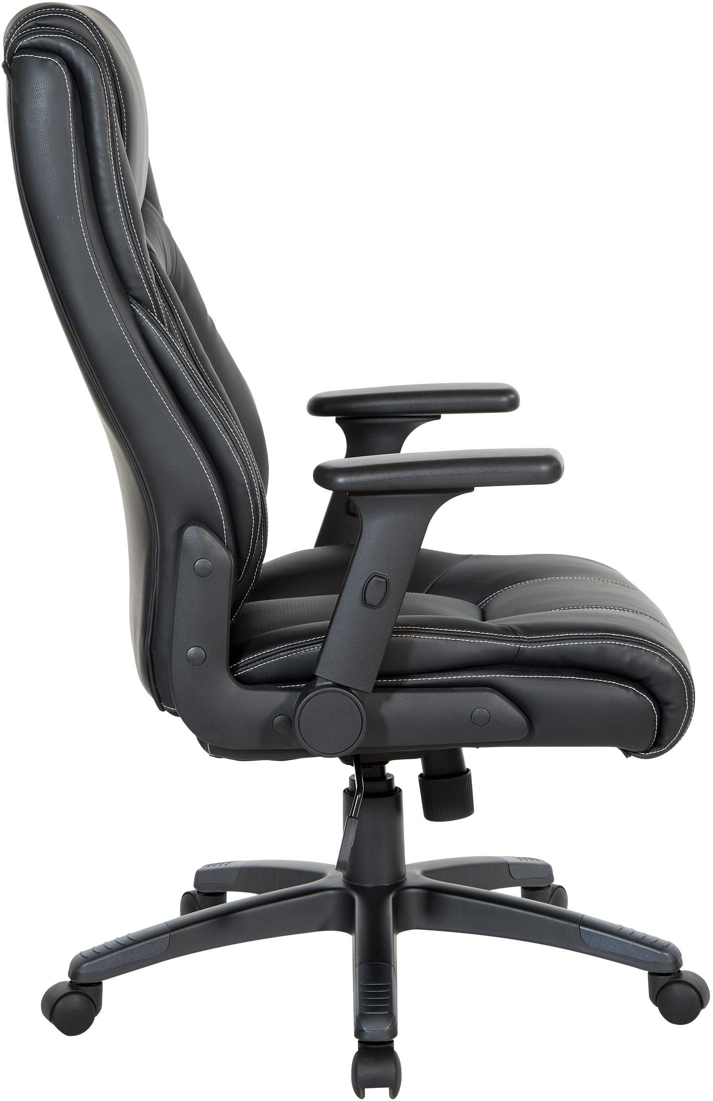 Premium Office Star Exec Bonded Leather Office Chair with Adjustable Height & Flip Arms - Ergonomic Desk Chair for Home & Office - White Stitching & Durable Design [EC93580] - Perfect for Long Work Hours, Gaming & Conference Rooms