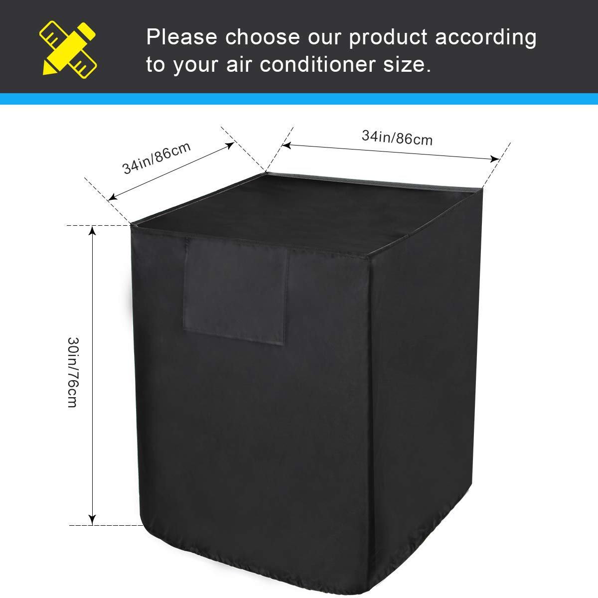 Luxiv Heavy Duty Outdoor Air Conditioner Cover 24x24x30 Inches - Black Waterproof Dust-Proof AC Unit Cover for Central Air Conditioning Systems - All Weather Protection for Winter & Summer Use (Also Available in 34x34x30 Size)
