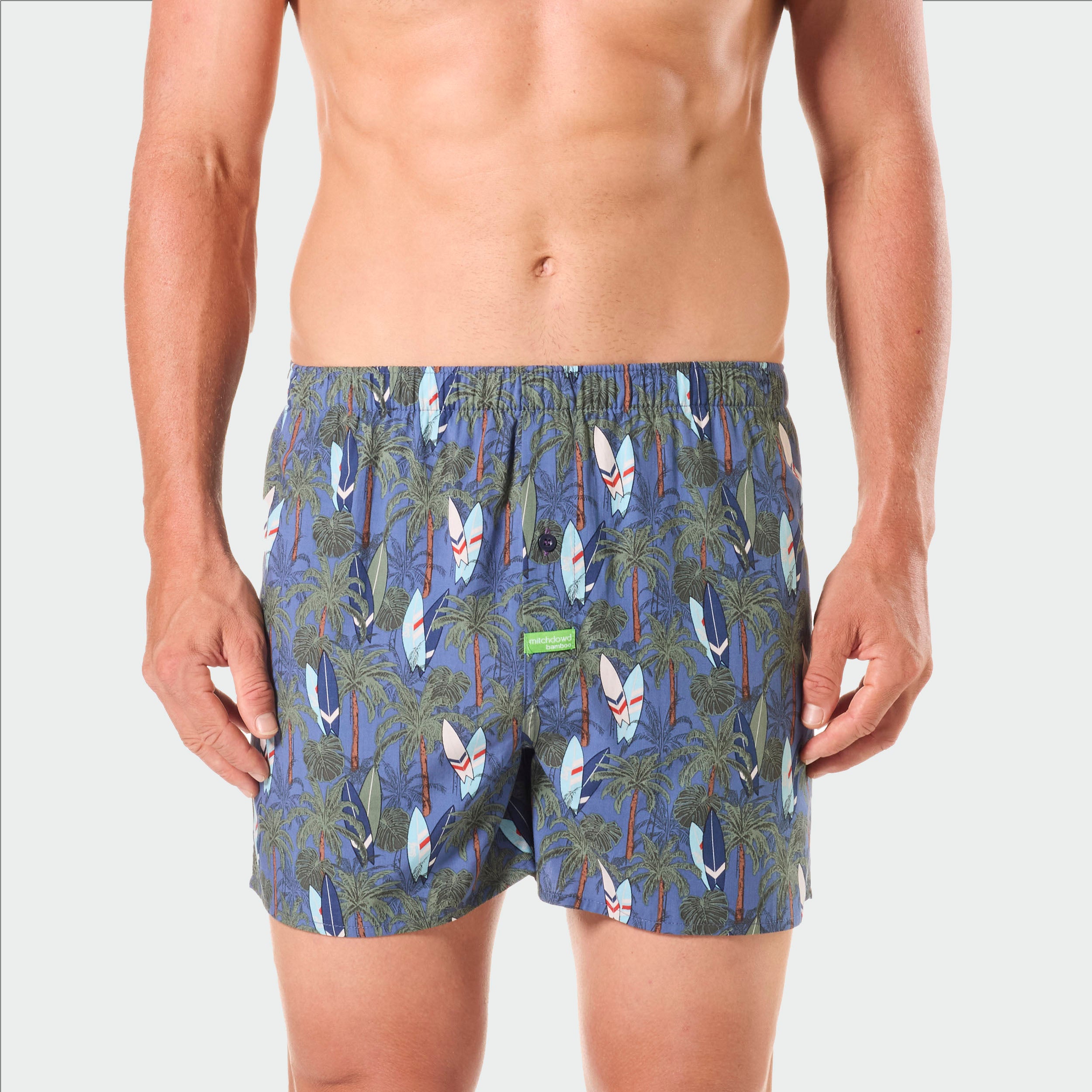 Men's Bamboo Boxer Shorts with Palm Print - Soft & Breathable for Comfort - Perfect for Casual Wear, Lounging & Travel
