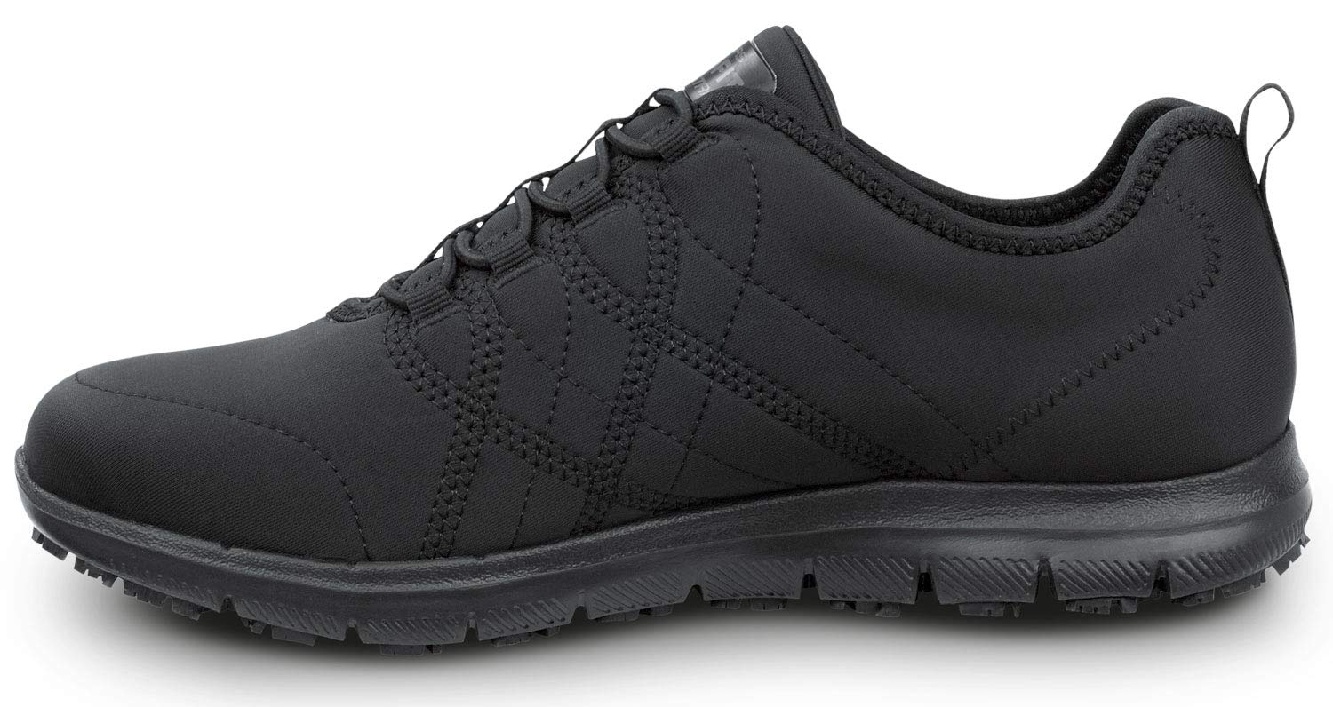 Skechers Alex Women's Slip Resistant Athletic Shoes - Black Soft Toe Work Shoes for Nurses, Waitresses & Healthcare Professionals - Comfortable Non-Slip Shoes for Hospital, Restaurant & Retail Work