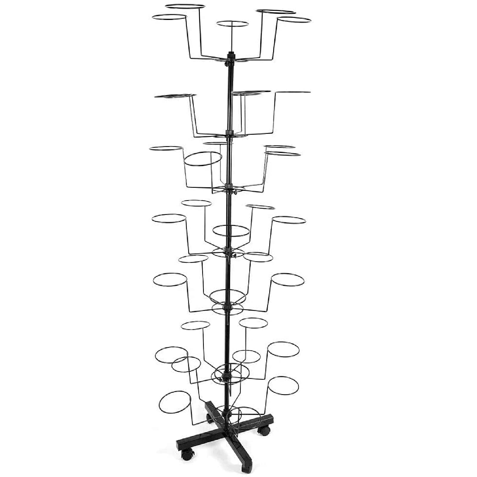 SHIOUCY 7-Tier Rotating Hat Display Stand - Metal Spinning Cap Rack for Retail Stores & Boutiques | White & Black Options | Perfect for Organizing Hats, Caps & Accessories in Shops or Home Closet