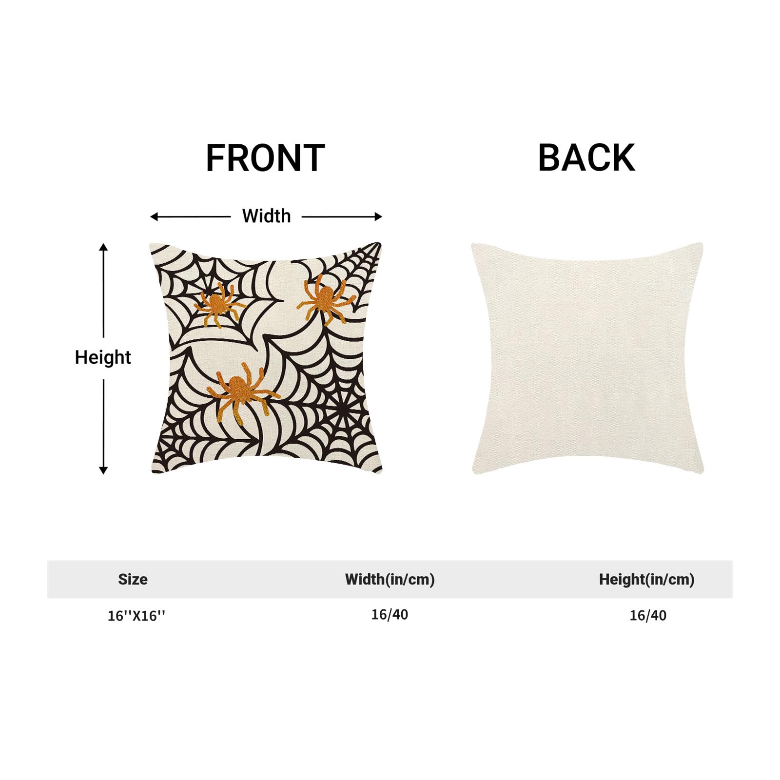 Spider Web Throw Pillow Covers 16x16 Inch Set of 2 - Halloween Farmhouse Decor, Outdoor Spider Web Cushion Cases for Sofa, Bed, Home & Office - Perfect for Halloween Party Decorations & Cozy Fall Home Decor
