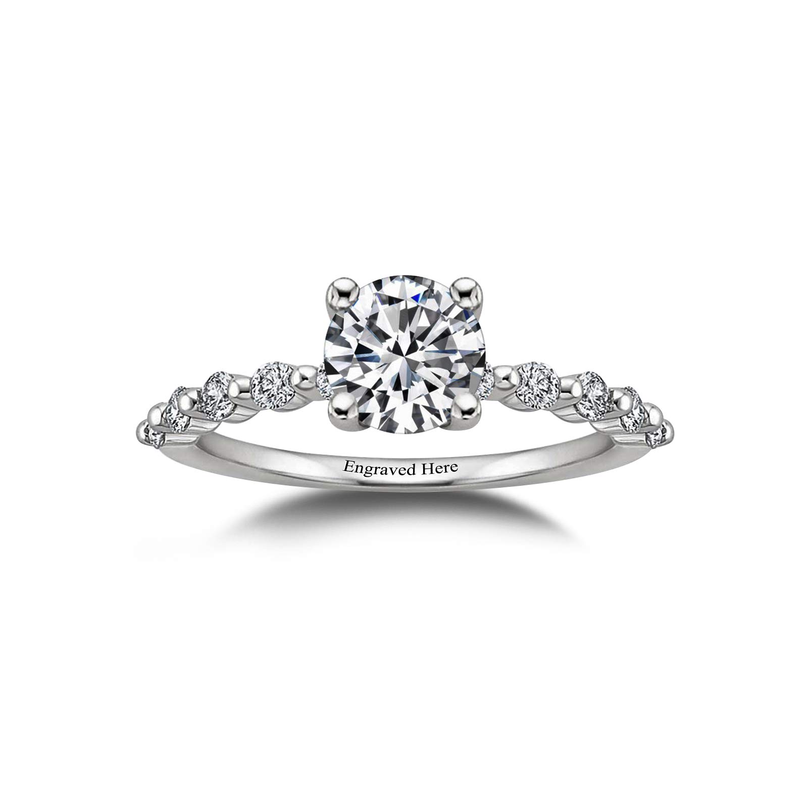 1 Carat Moissanite Engagement Ring for Women - Sterling Silver Wedding Band with Custom Engraving, Anniversary & Promise Ring - Elegant Bridal Jewelry Gift for Her (Perfect for Proposals, Weddings, Anniversaries & Special Occasions)