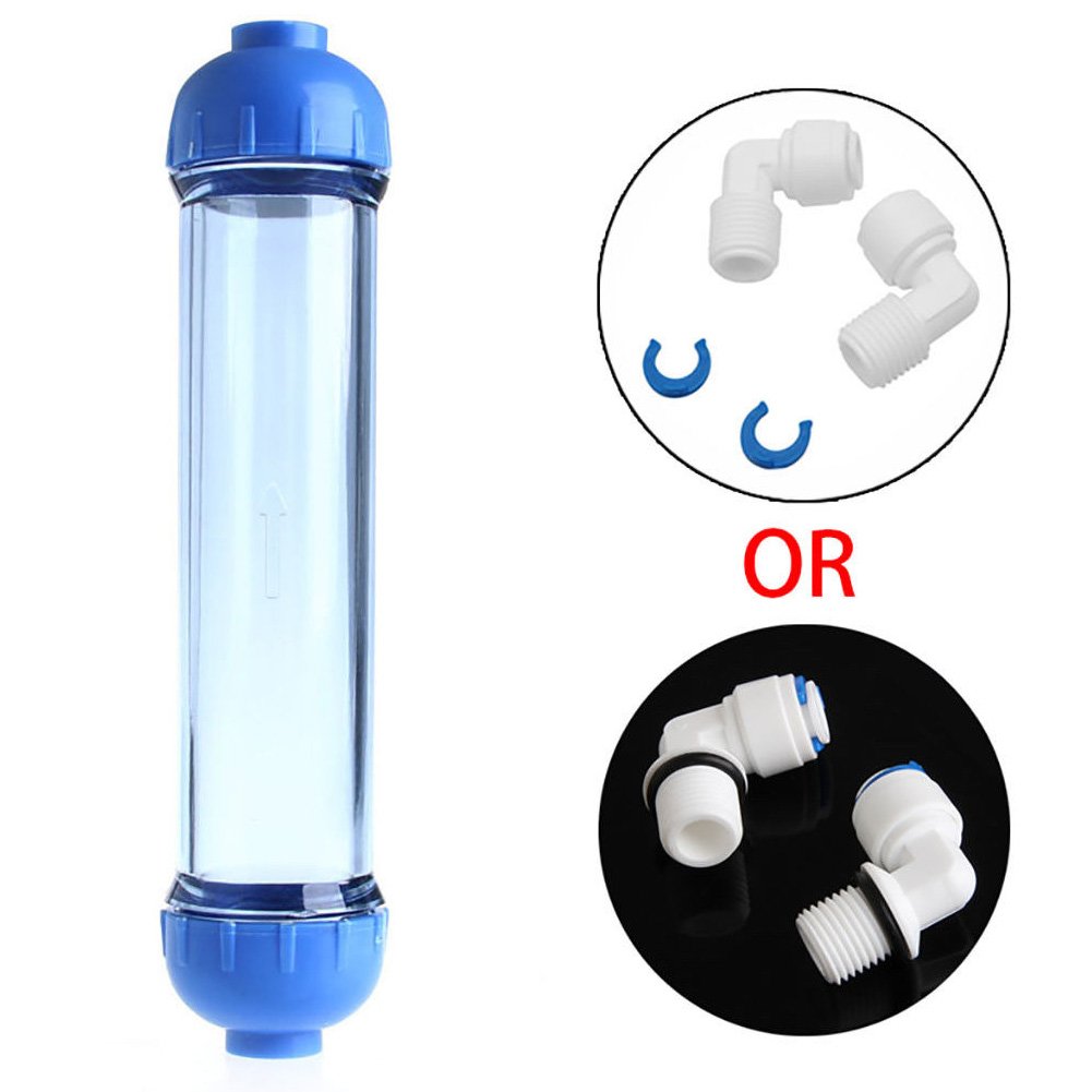 Replacement Water Filter Housing for Reverse Osmosis Systems - Transparent Shell, Two Open Ends, Refillable Inline Filter (1 Pack) - Perfect for Home Water Purification and RO System Maintenance