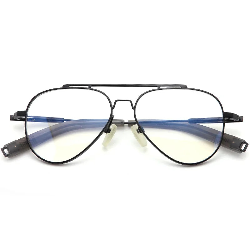 Stylish Unisex Full Rim Big Oval Double Bridge Titanium Eyeglasses 494108 - Lightweight & Durable Frames for Work, Reading, and Everyday Fashion