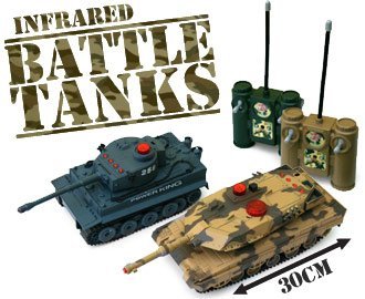 HQ iPlay RC Battling Tanks Set - 2 Pack Full Size Infrared Remote Control Battle Tanks with Realistic Combat Sounds & LED Lights - Perfect for Kids, Adults & Family Game Night - Indoor & Outdoor Toy Tanks for Backyard Battles