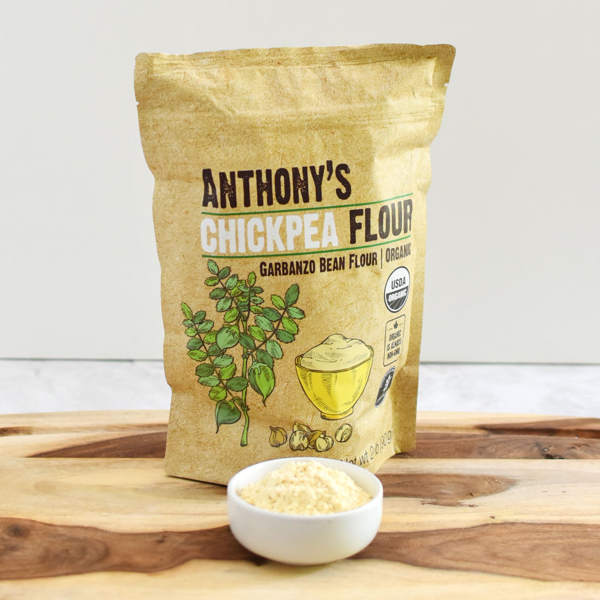Organic Chickpea Flour (Garbanzo Bean Flour) - 2 lb, Gluten Free, Non-GMO, Vegan - Perfect for Baking, Cooking & Healthy Recipes