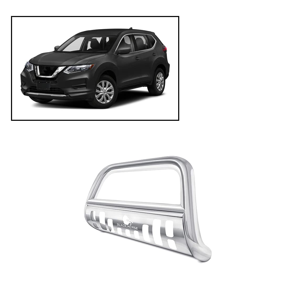 Black Horse Off Road Bull Bar CBS-NIA1702SP - Heavy Duty Stainless Steel Front Bumper Guard with Skid Plate for 2014-2020 Nissan Rogue | Perfect for Off-Roading, Truck Protection & Adventure Driving