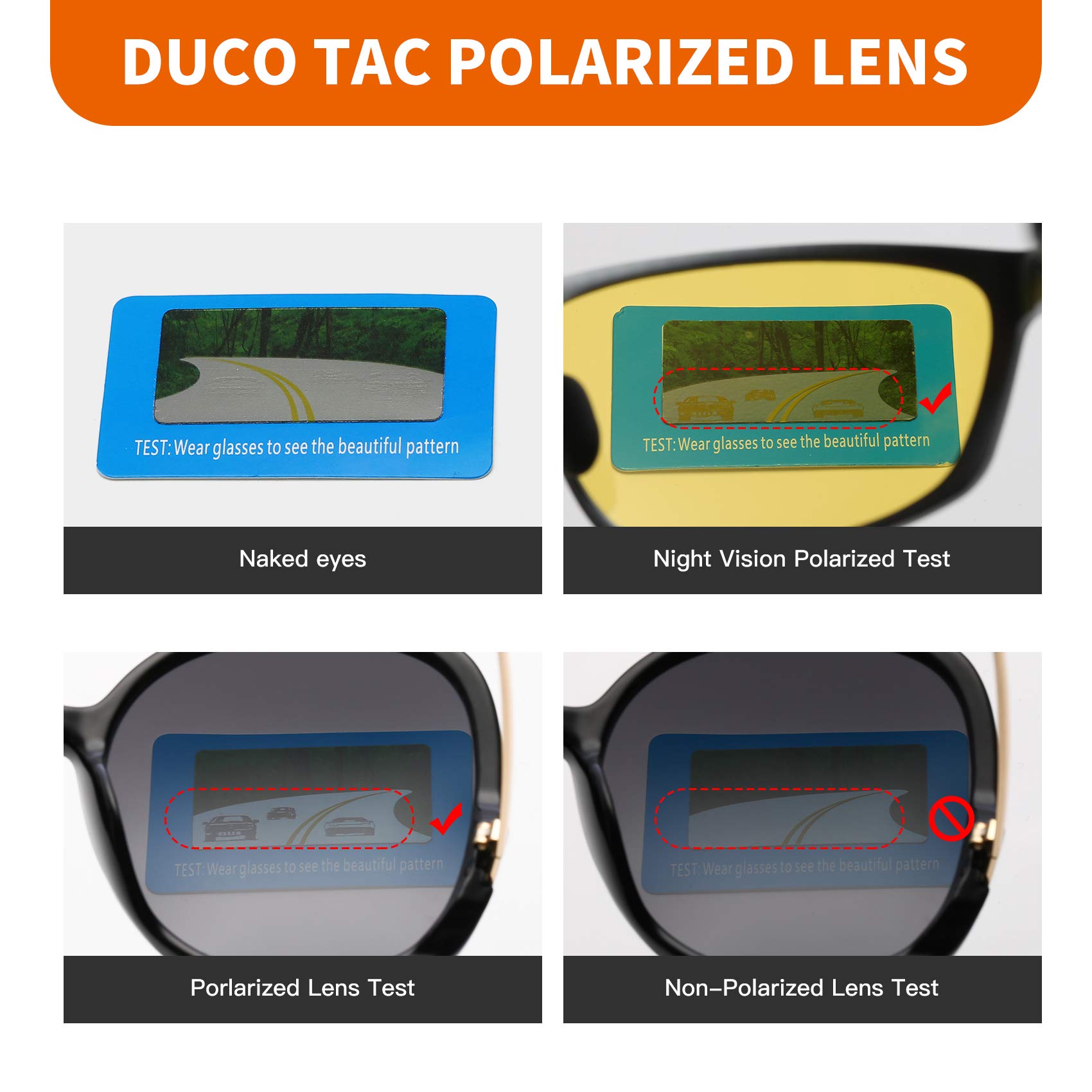 DUCO Polarized Night Vision Glasses for Men - Anti-Glare Night Driving & Shooting Glasses - Enhanced Safety for Low Light Conditions