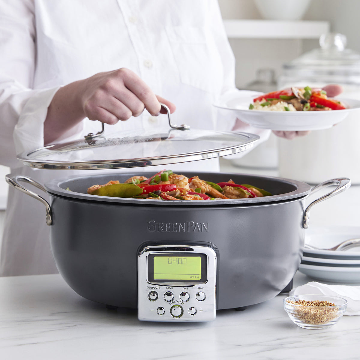 Multifunction Deep Electric Skillet with Non-Stick Coating - Large 12-Inch Electric Frying Pan for Cooking, Stir-Frying & Sautéing - Perfect for Home Kitchen, Camping & RV Use