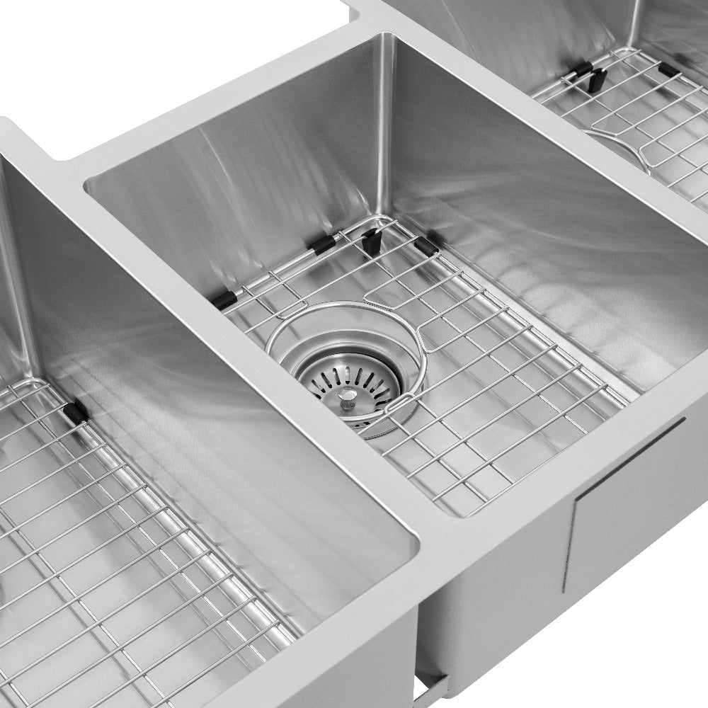 ZLINE Breckenridge 45-Inch Undermount Triple Bowl Stainless Steel Kitchen Sink with Bottom Grid & Accessories (SLT 45) - Perfect for Large Kitchens, Commercial Use & Heavy-Duty Food Prep