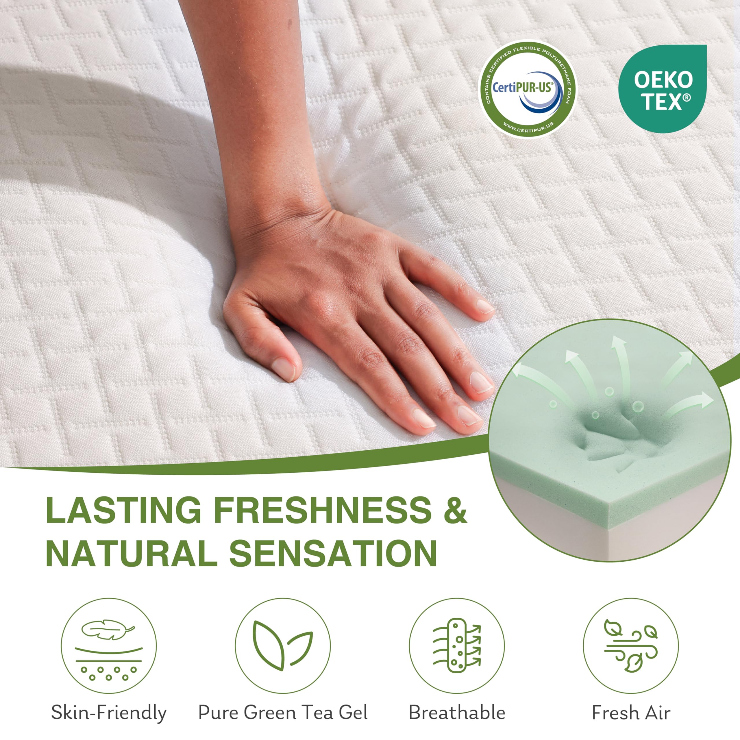 King Size Memory Foam Mattress 12 Inch - Cooling Green Tea Gel Infused, Medium Firm Support for Pressure Relief, CertiPUR-US Certified, 80x76 Inches, Bed in a Box - Perfect for Hot Sleepers & Back Pain Relief