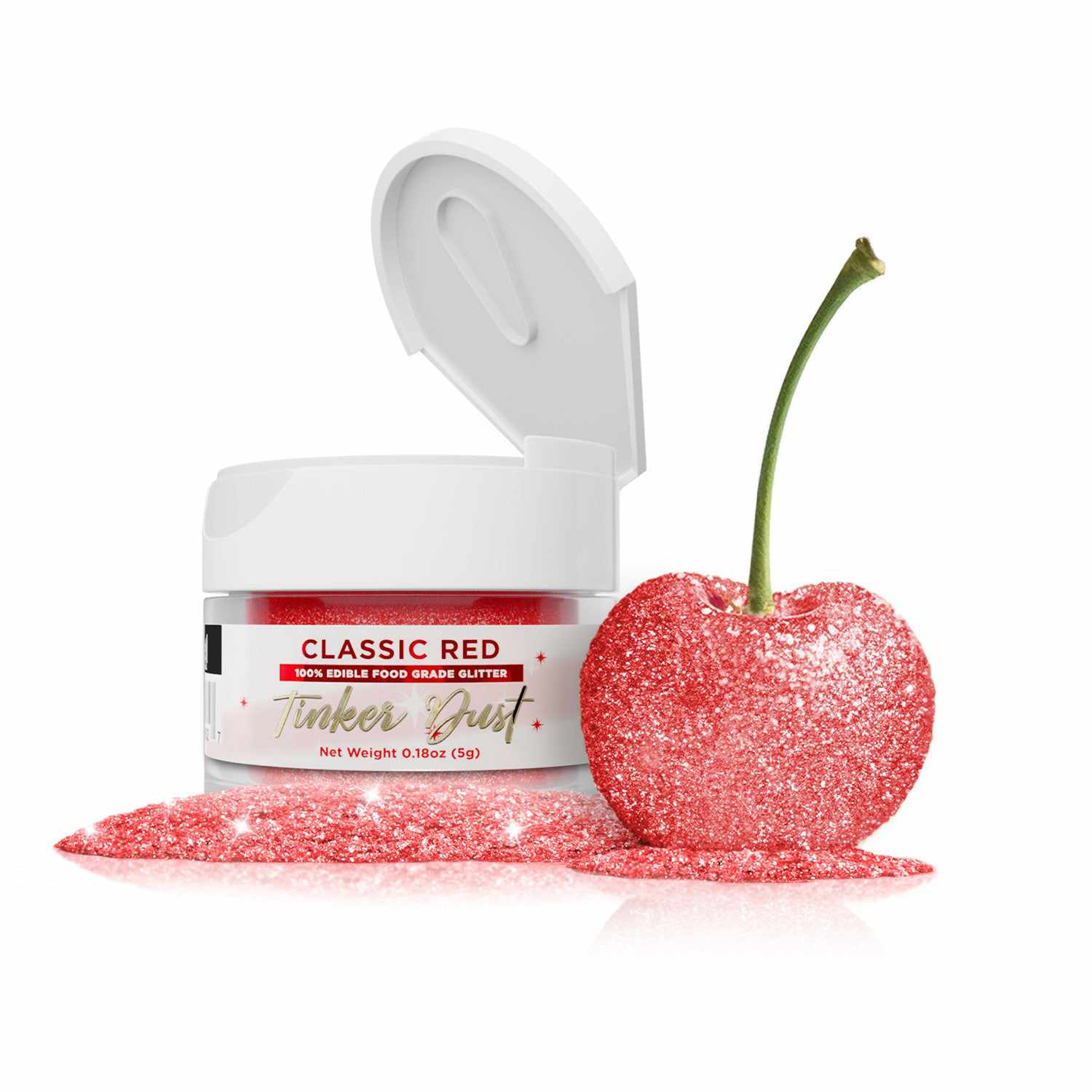 Classic Red Edible Glitter for Baking & Cake Decorating | Tinker Dust® 5g Food Safe Sparkle Dust | Perfect for Cupcakes, Cookies & DIY Desserts