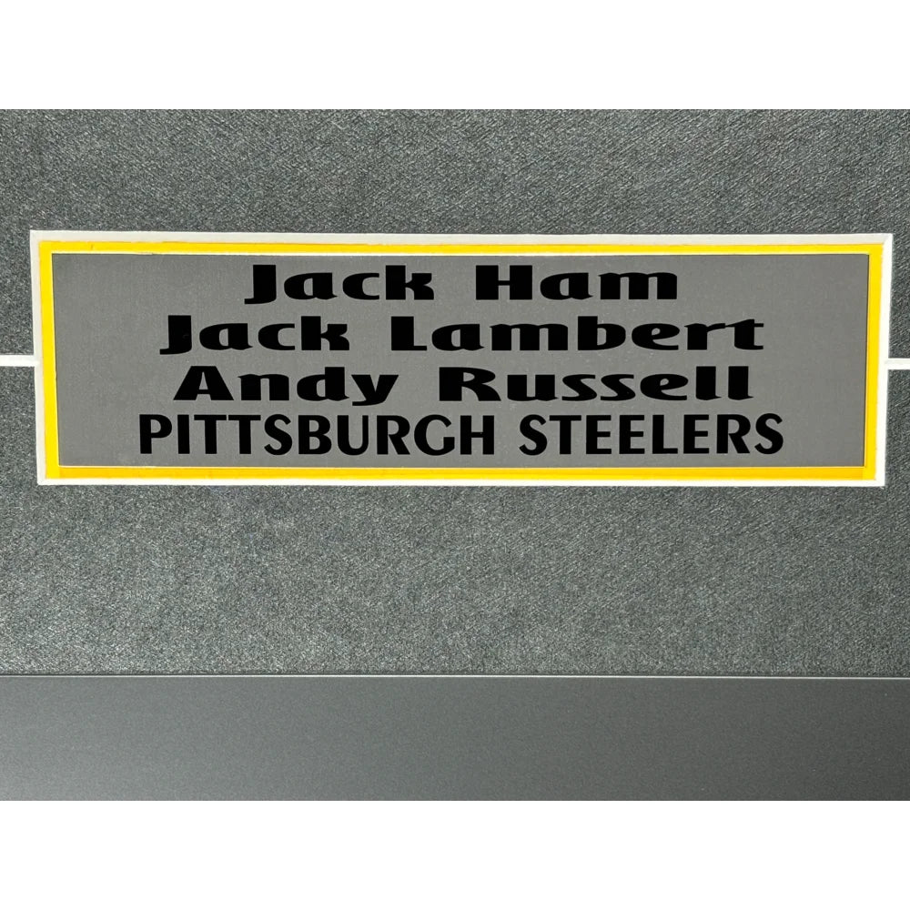 Jack Ham, Andy Russell, Lambert Autographed Steelers 16x20 Framed Photo - BAS Signed Pittsburgh Steelers Memorabilia - Perfect for Man Cave, Sports Bar, or Football Fan Gift
